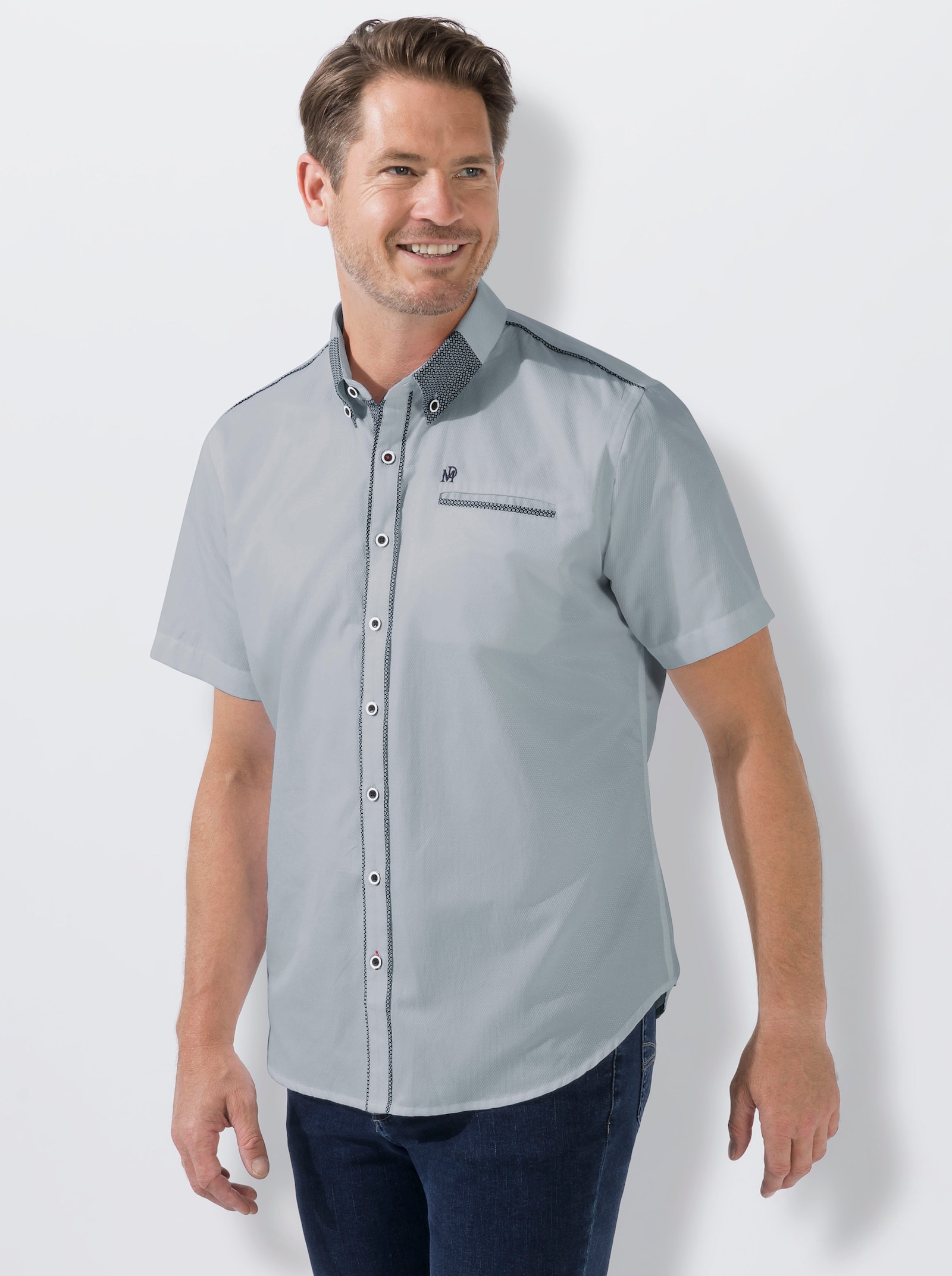 Marco Donati Kurzarmhemd mit Button-down-Kragen - hellblau