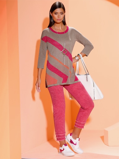 Pullover - sesam-pink-gemustert