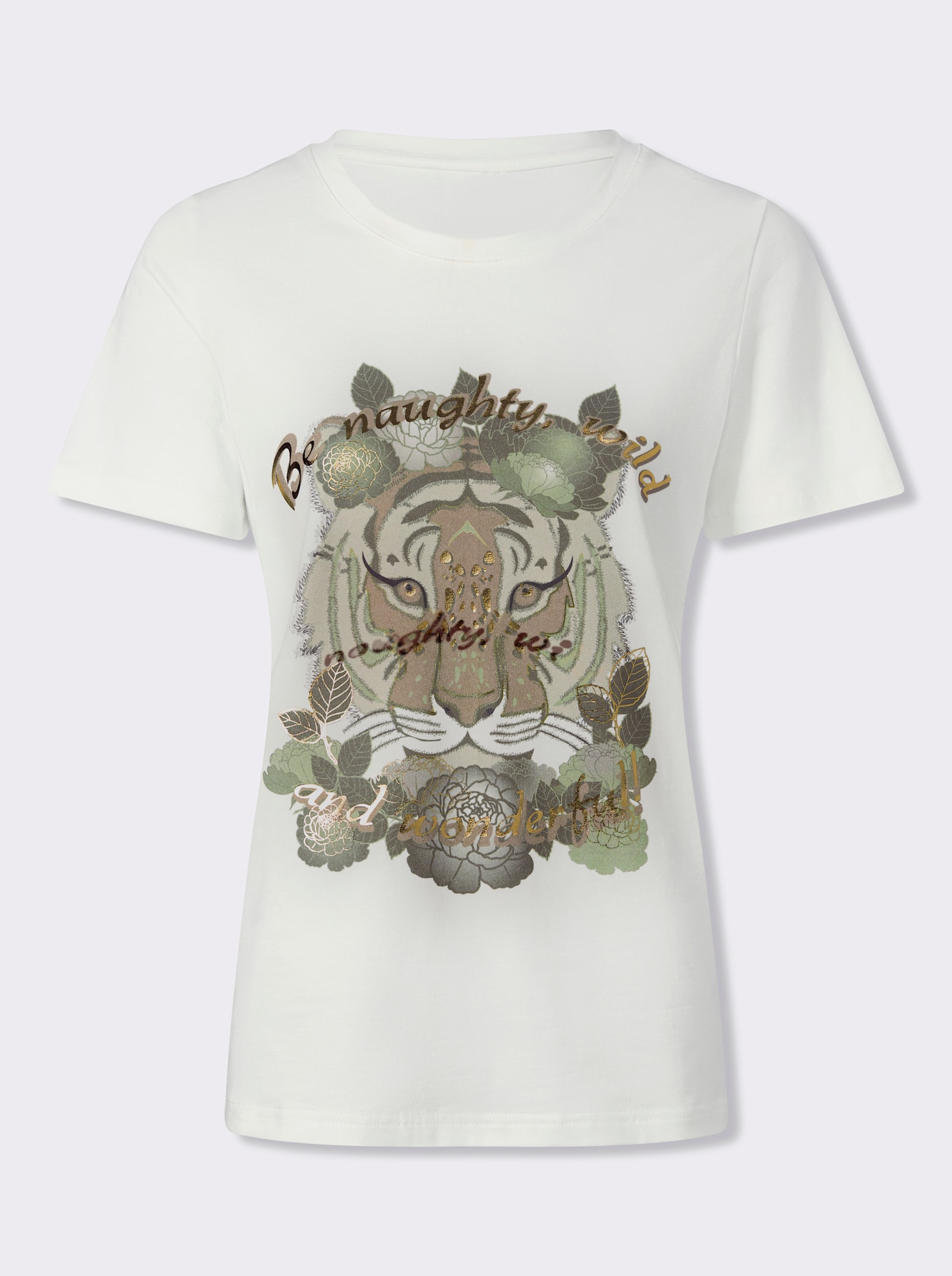 heine T-Shirt mit Tigerprint - ecru