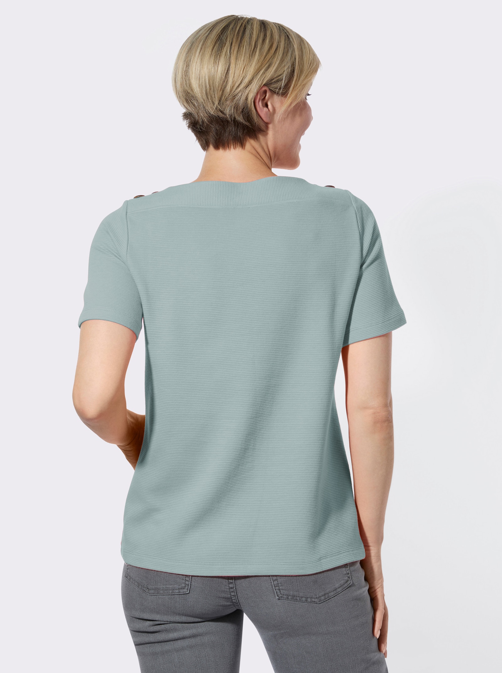 Kurzarmshirt mit Struktur-Jacquard - kalkmint