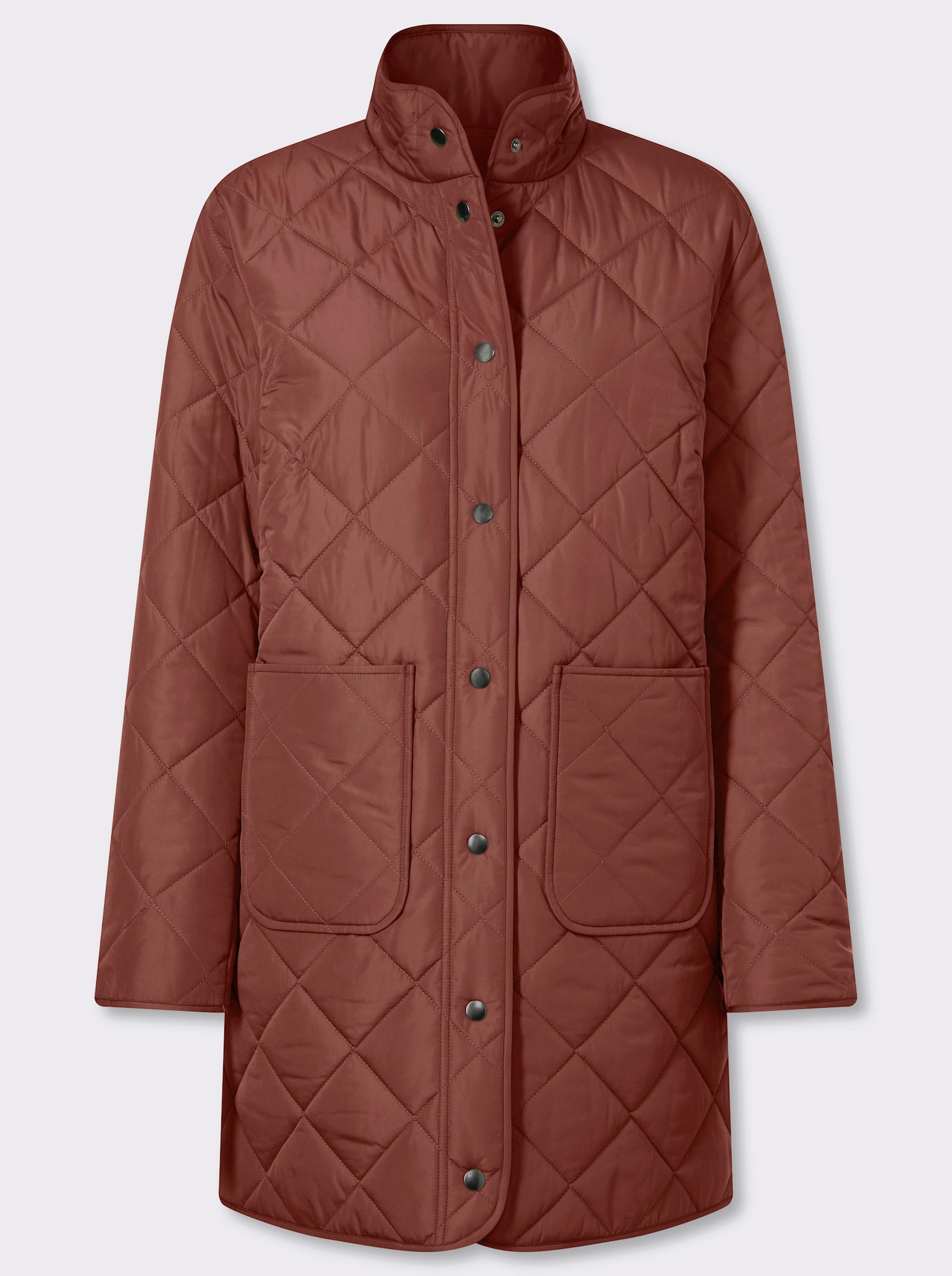 Longjacke mit quadratischem Steppmuster - rotbraun