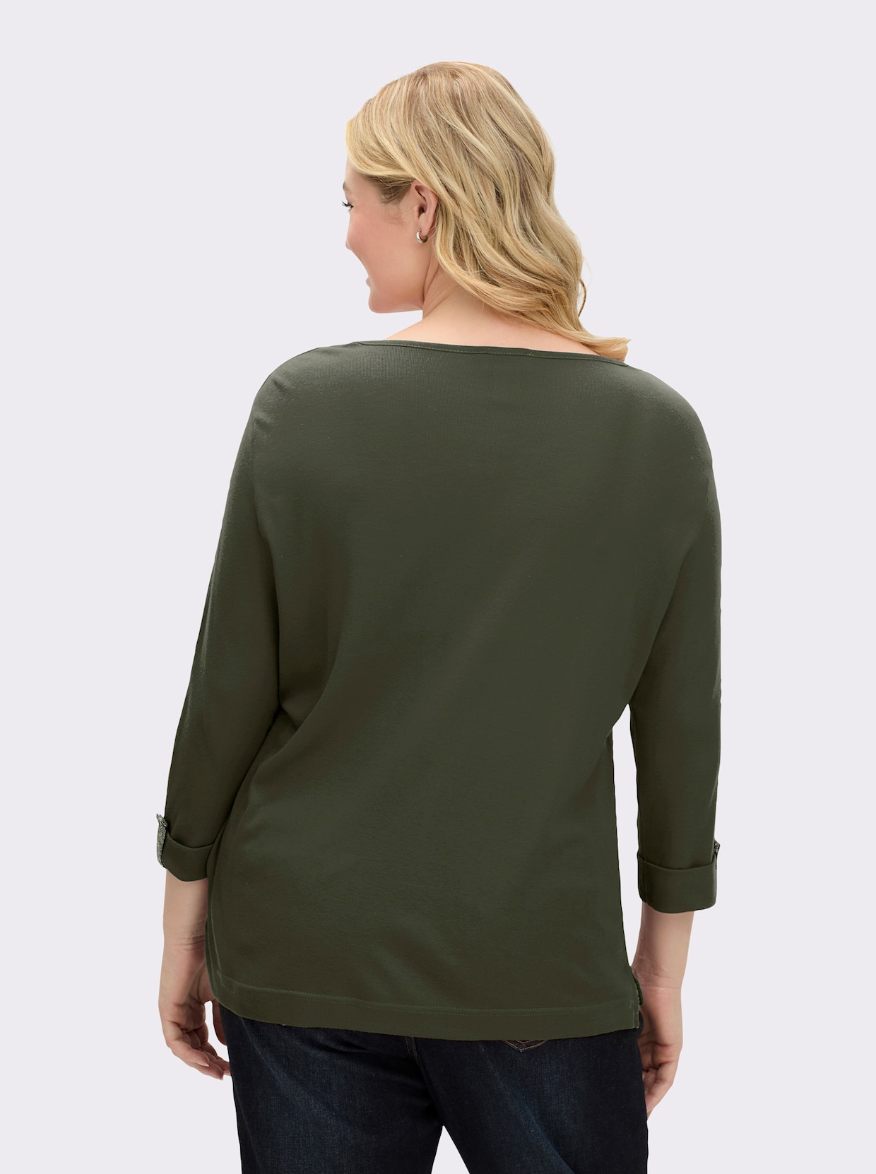 3/4-Arm-Shirt mit Glitzer-Details - khaki