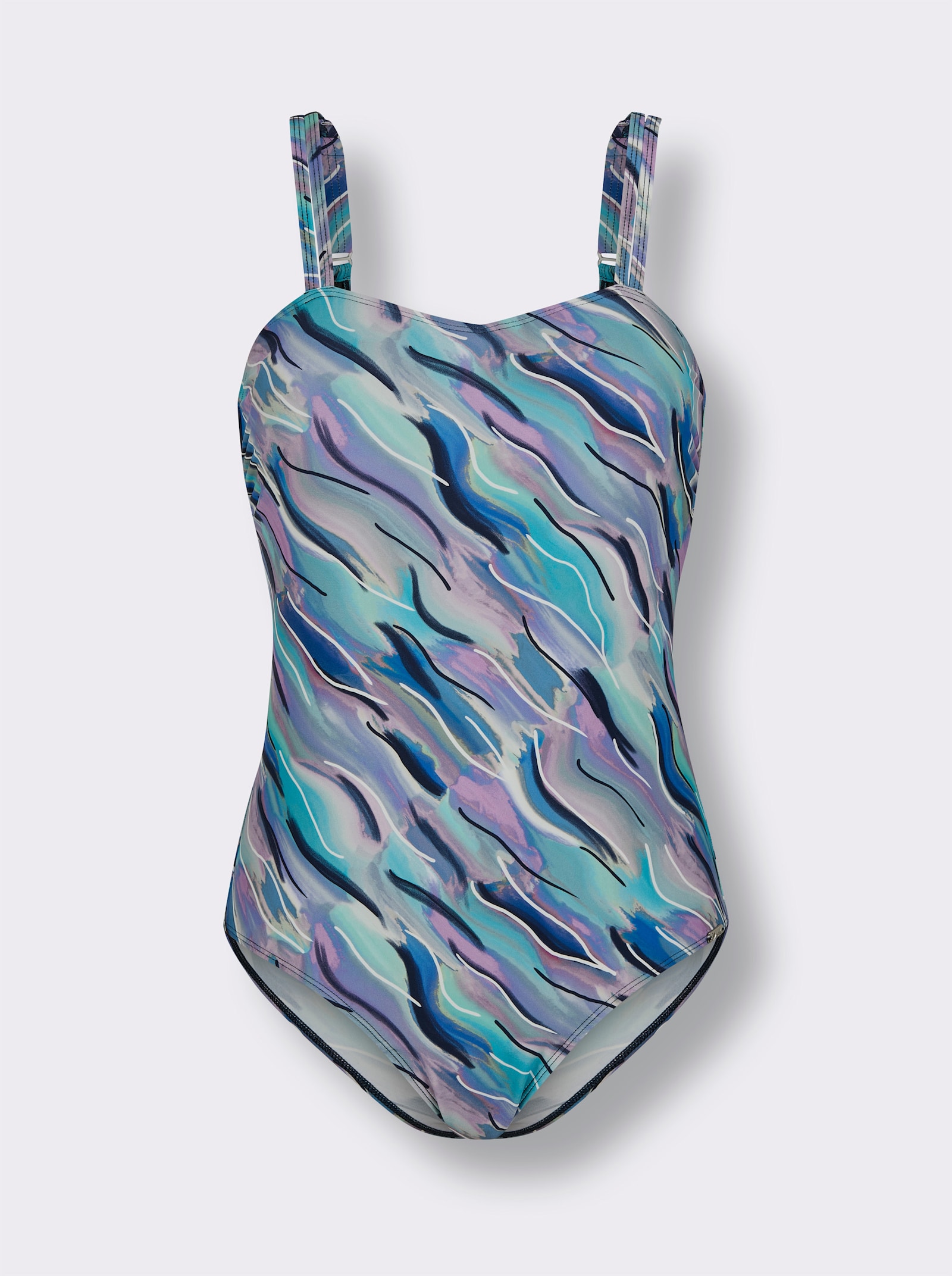 feel good Badeanzug - türkis-lila-bedruckt