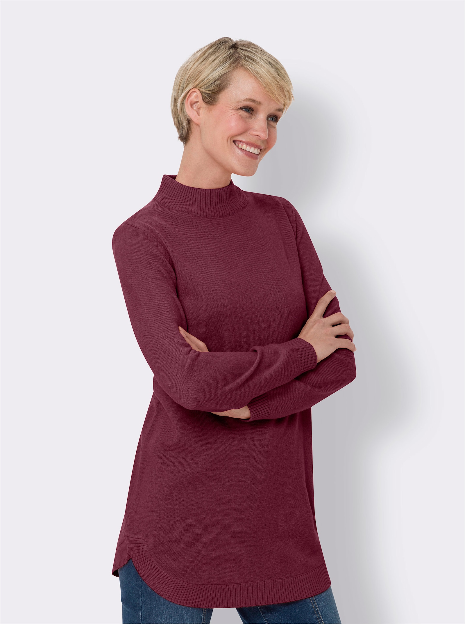 Pullover mit abgerundetem Saum - bordeaux