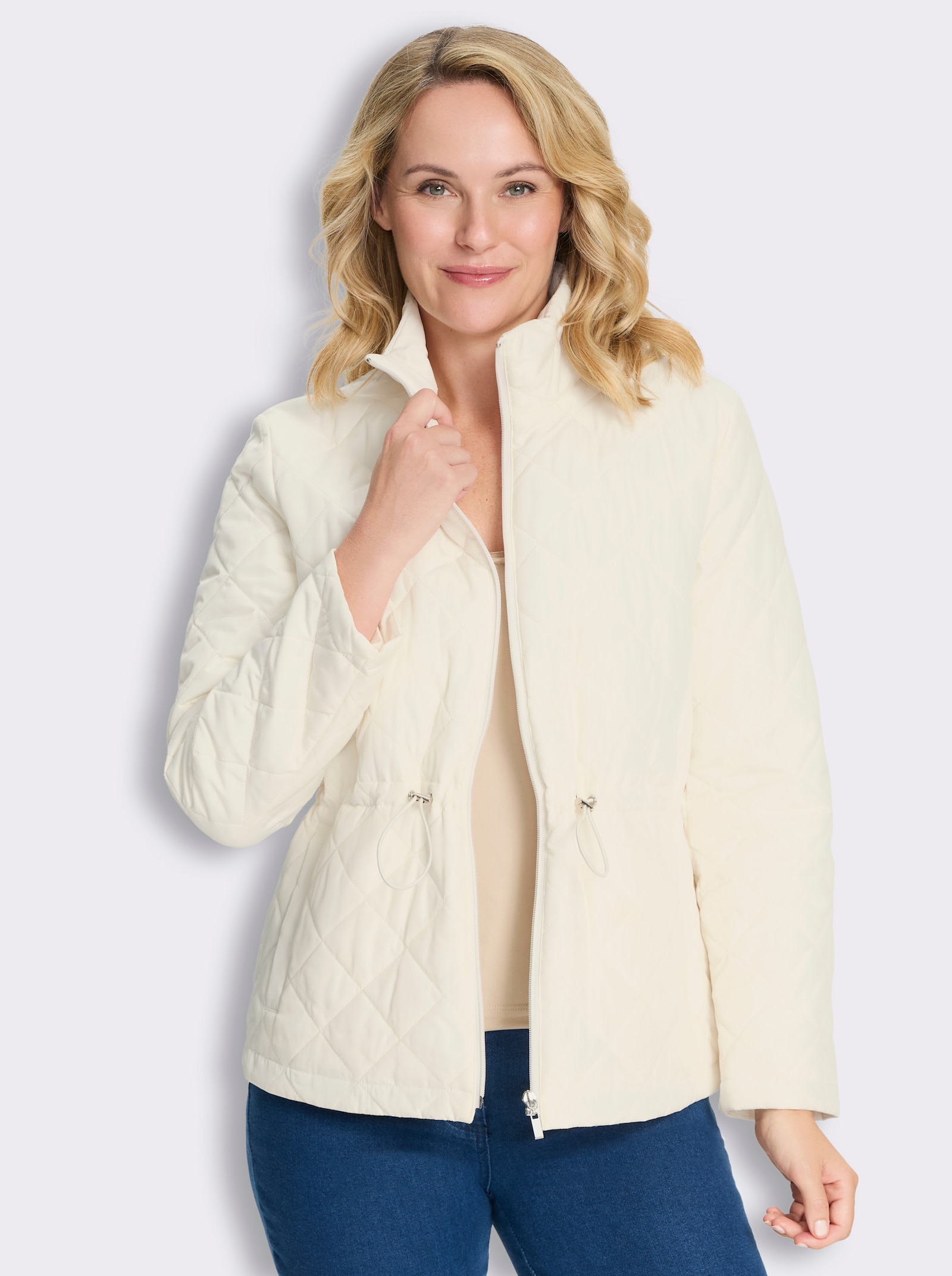 Steppjacke mit Tunnelzug in der Taille - ecru