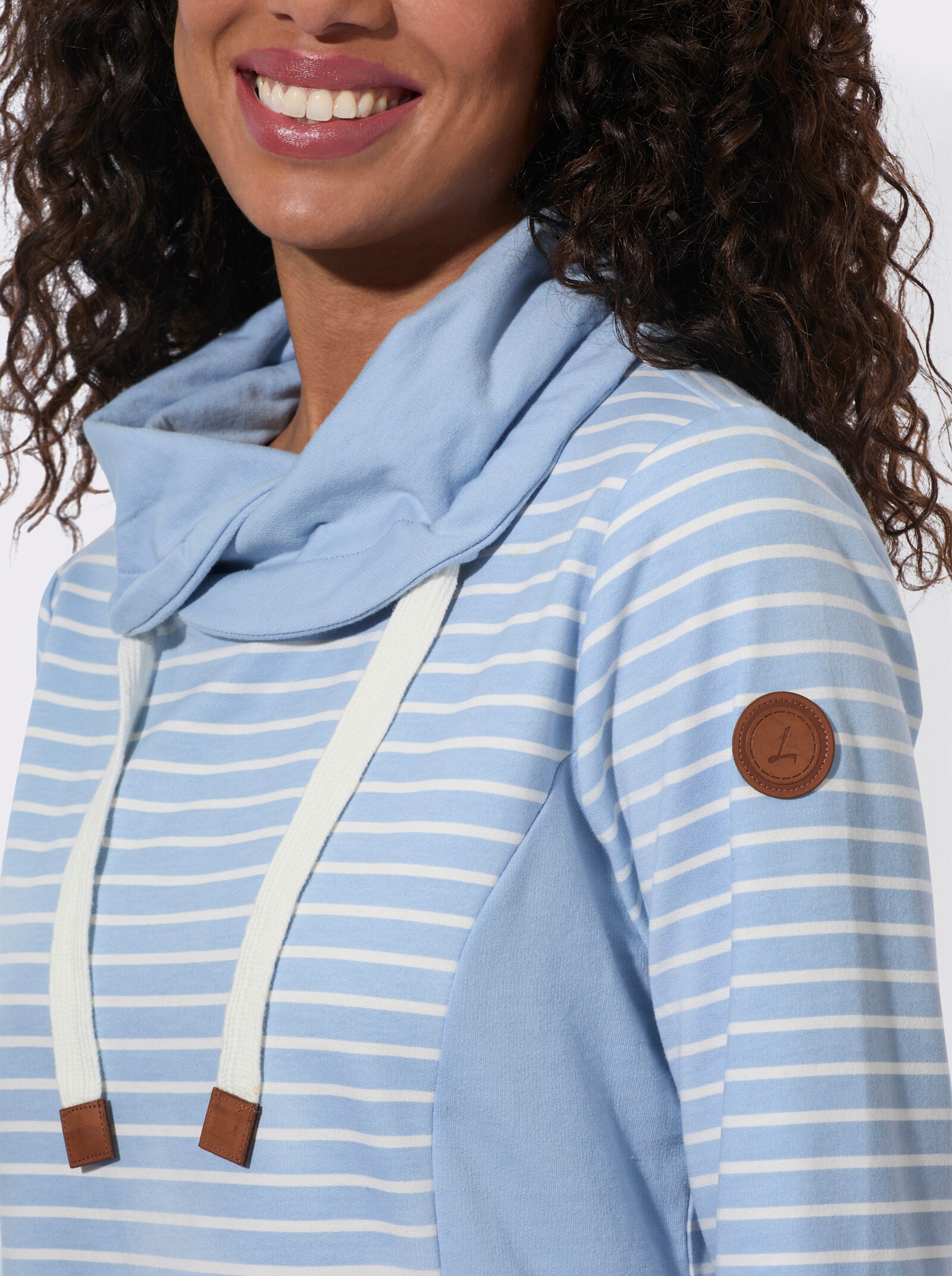 Sweatshirt im Streifenmuster - eisblau-ecru