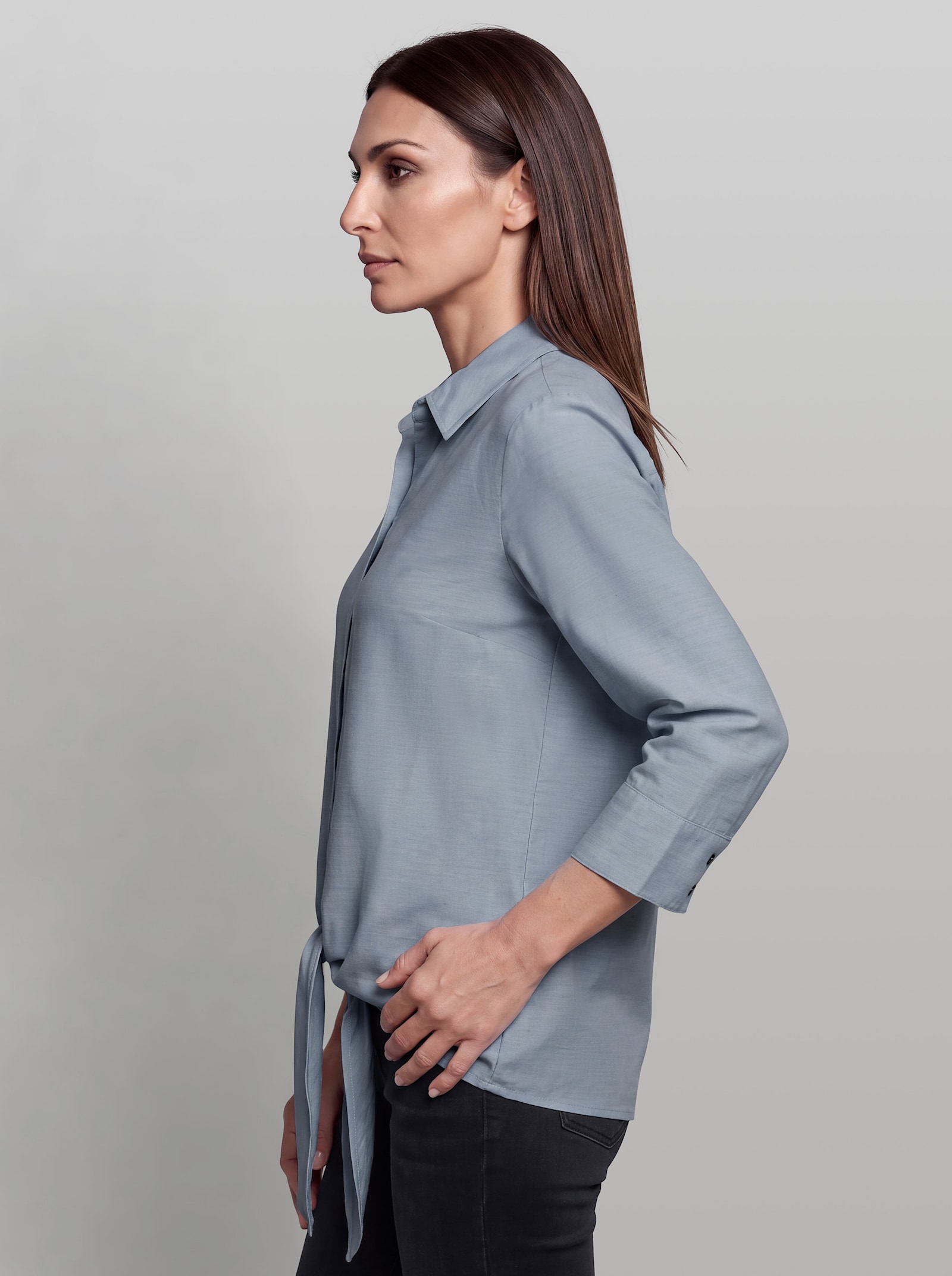 heine Blusenjacke mit Knoten-Detail - taubenblau-meliert