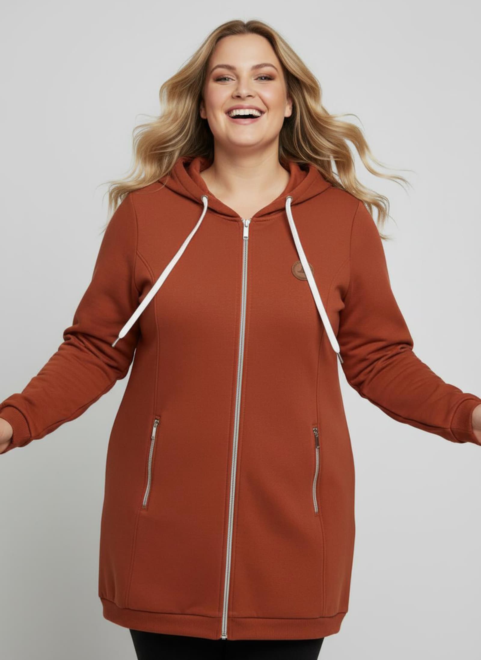 Sweatjacke in weich angerauter Qualität - rostrot