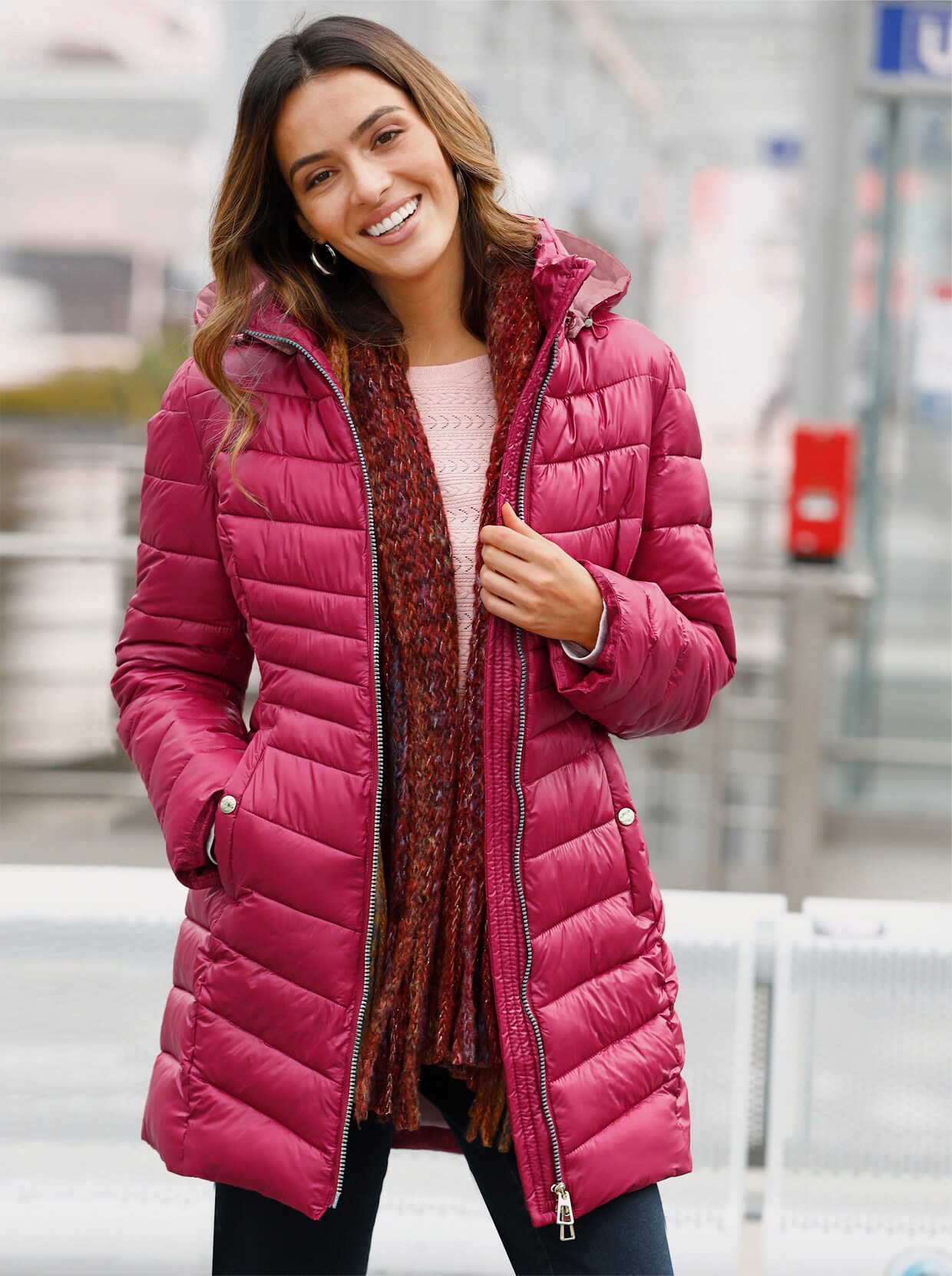 Steppjacke - himbeere