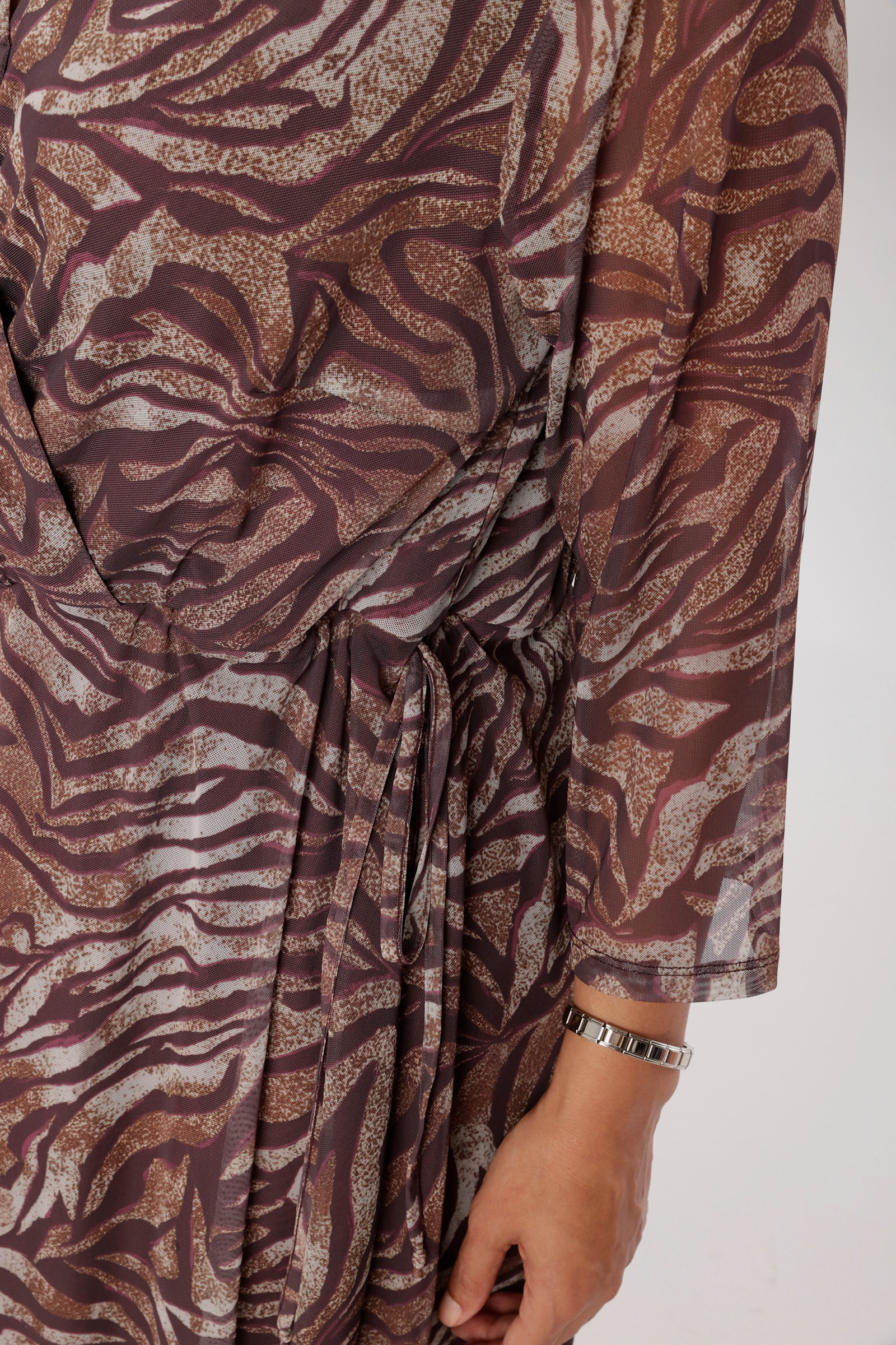 Aniston PLUS Meshkleid - bordeaux-weiß