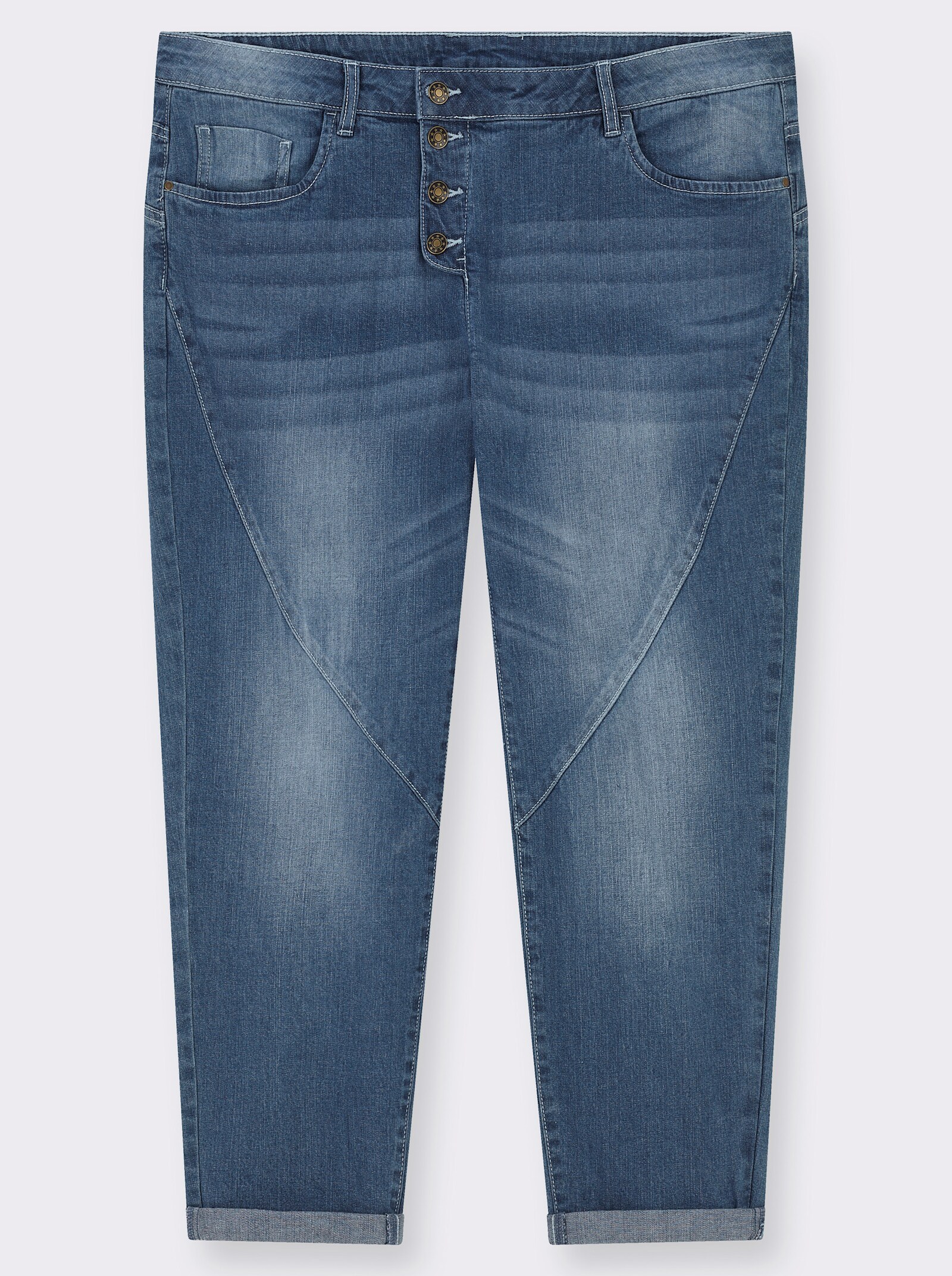 Jeans mit sichtbarem Knopfverschluss - blue-stone-washed