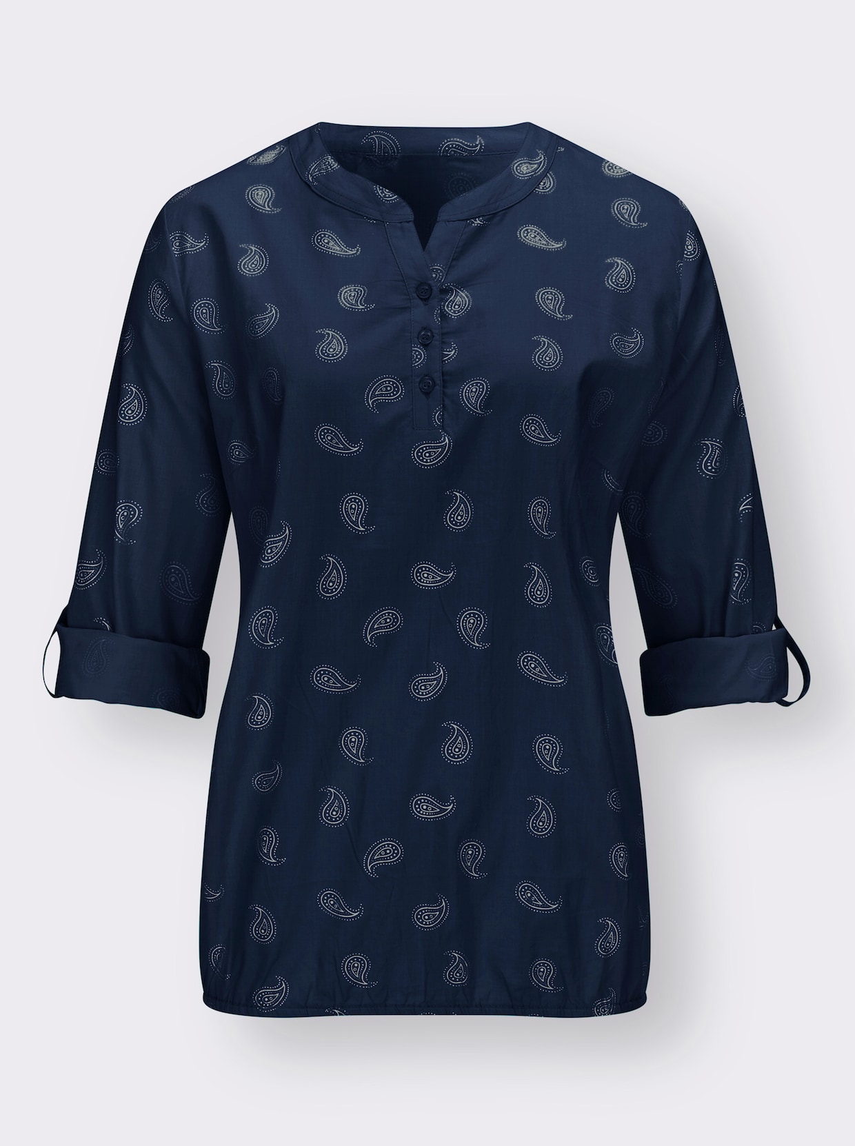 Comfortabele blouse - wit/marine geprint