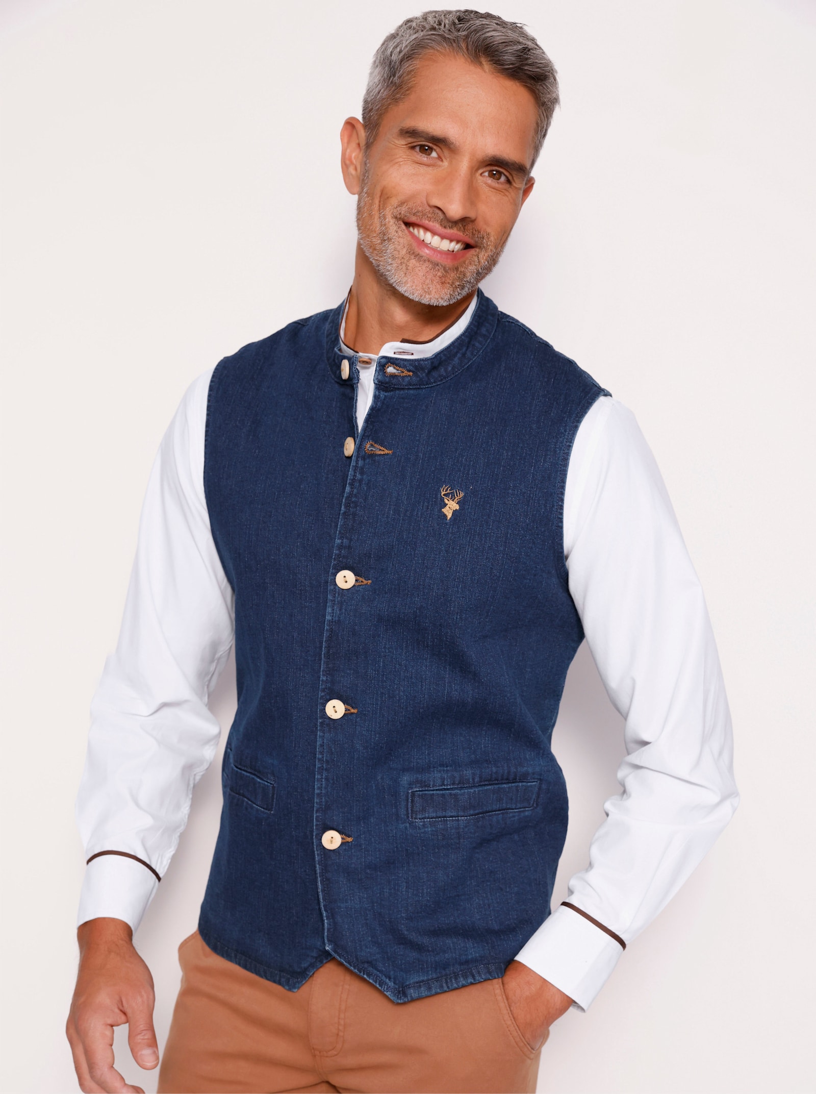 Folkloregilet met opstaande kraag - dark-blue