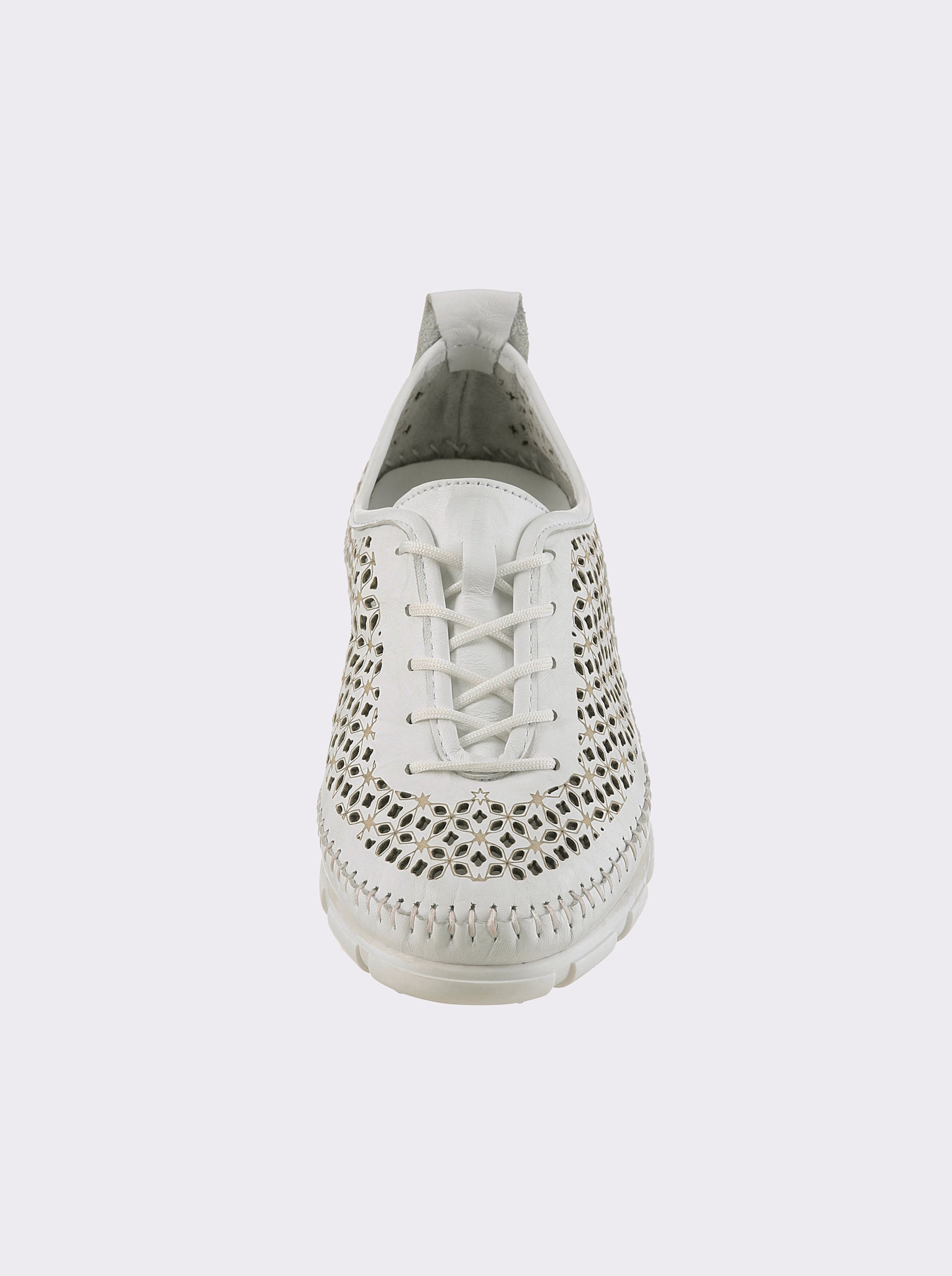 Gemini Veterschoen van leer, met perforatie - wit