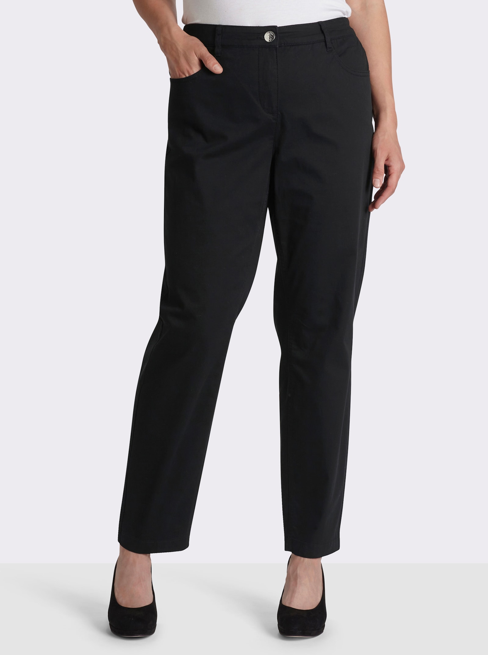 sheego 5-Pocket-Hose mit Shaping-Einsatz vorn - schwarz