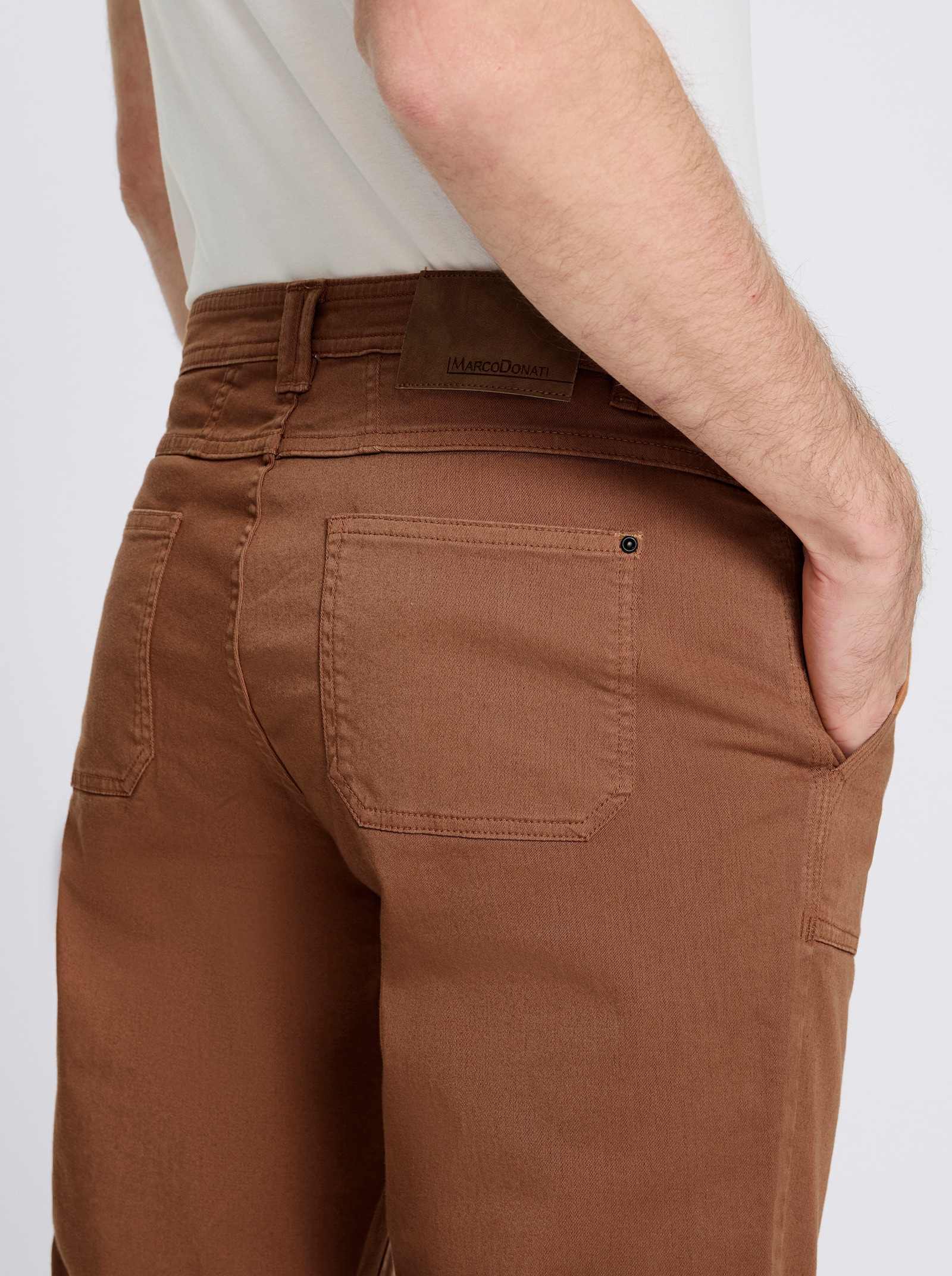 Marco Donati Hose in Twill-Qualität, enzymgewaschen - cognac