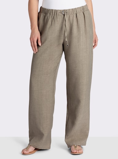 sheego Schlupfhose mit weitem Bein - schlamm-champagner-meliert