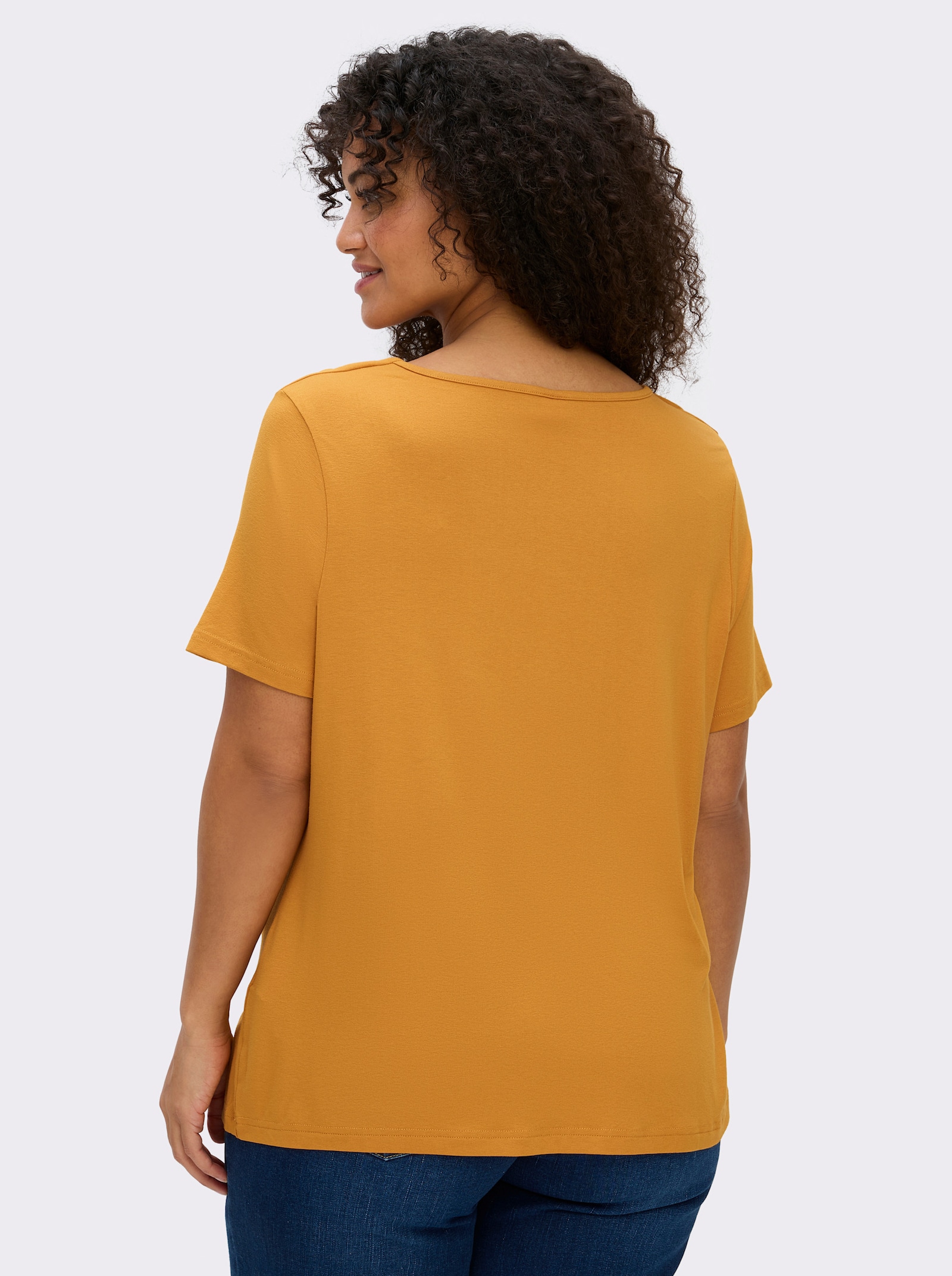 Wasserfallshirt mit kurzen Ärmeln - ocker