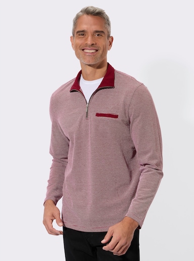 Sweatshirt mit Brusttasche - dunkelrot-gemustert