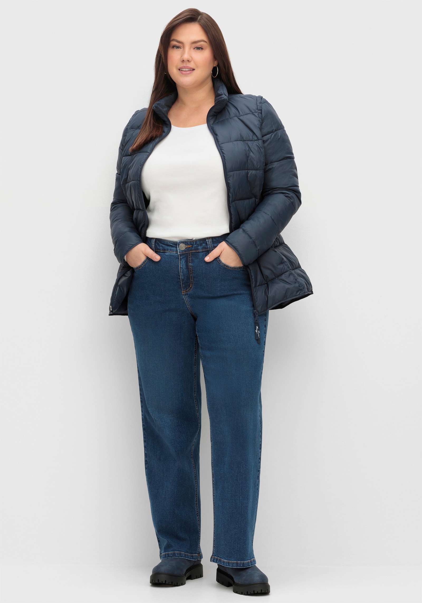 sheego Jeans met doorlopende wijde pijpen - dark blue denim