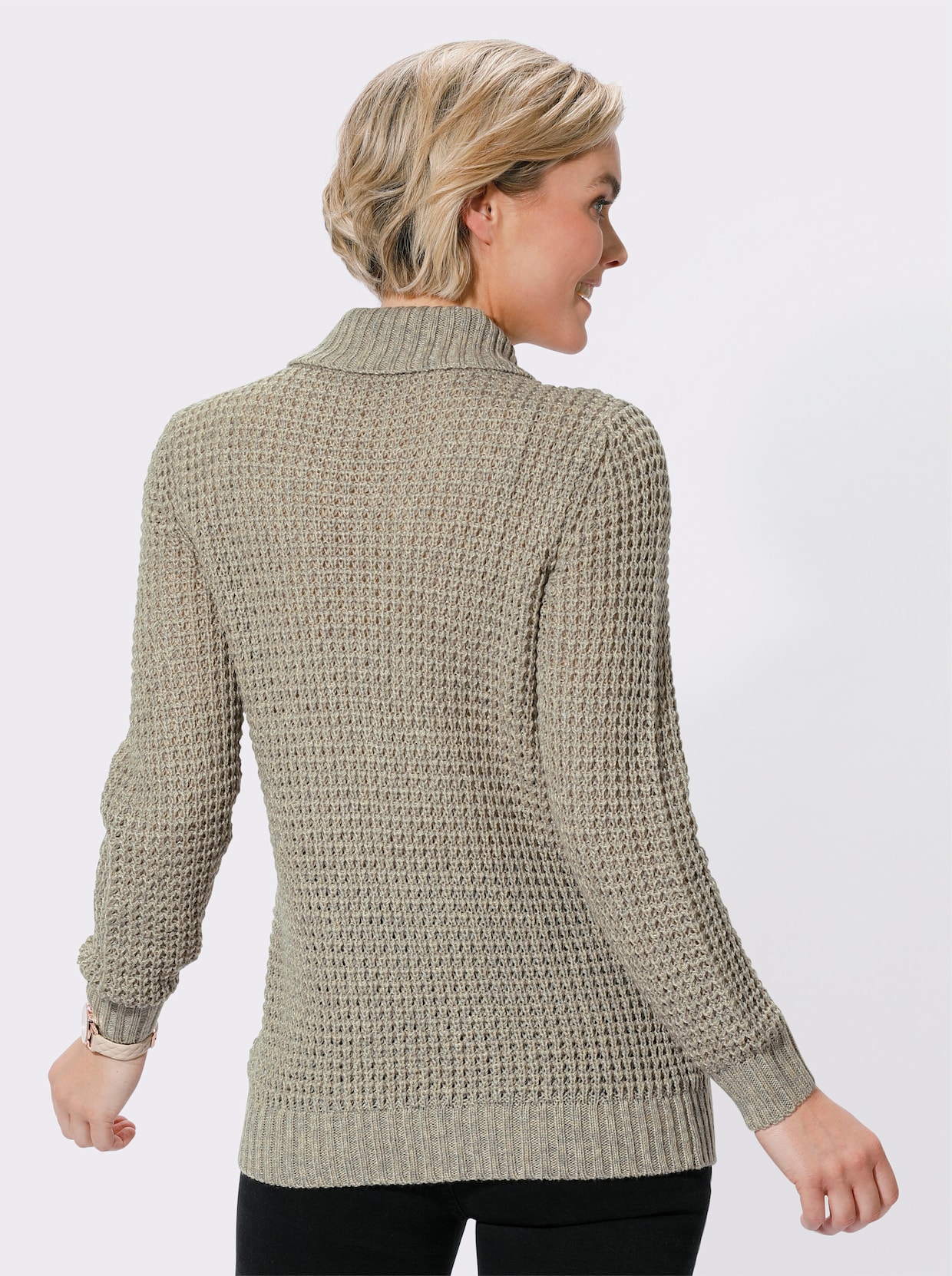 Pullover - beige-steingrau-meliert