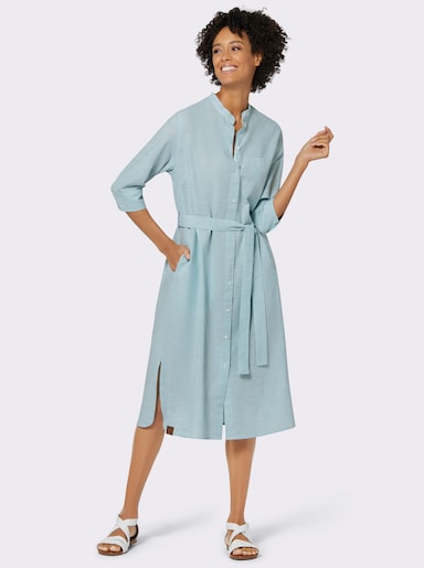 Baumwollkleid mit Bindegürtel - kalkmint