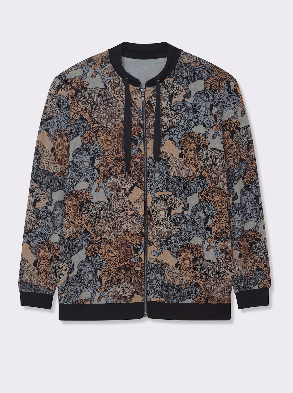 Shirtjacke in Blouson-Form - schwarz-sand-bedruckt