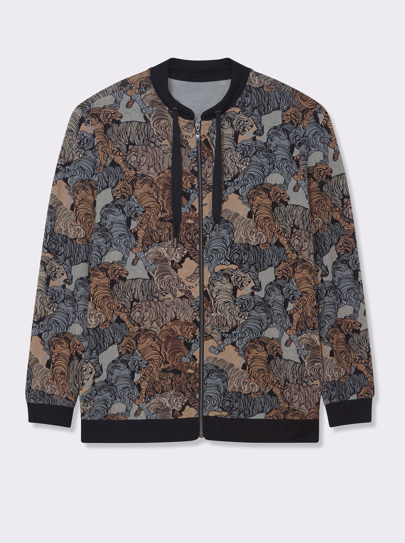 Shirtjacke in Blouson-Form - schwarz-sand-bedruckt