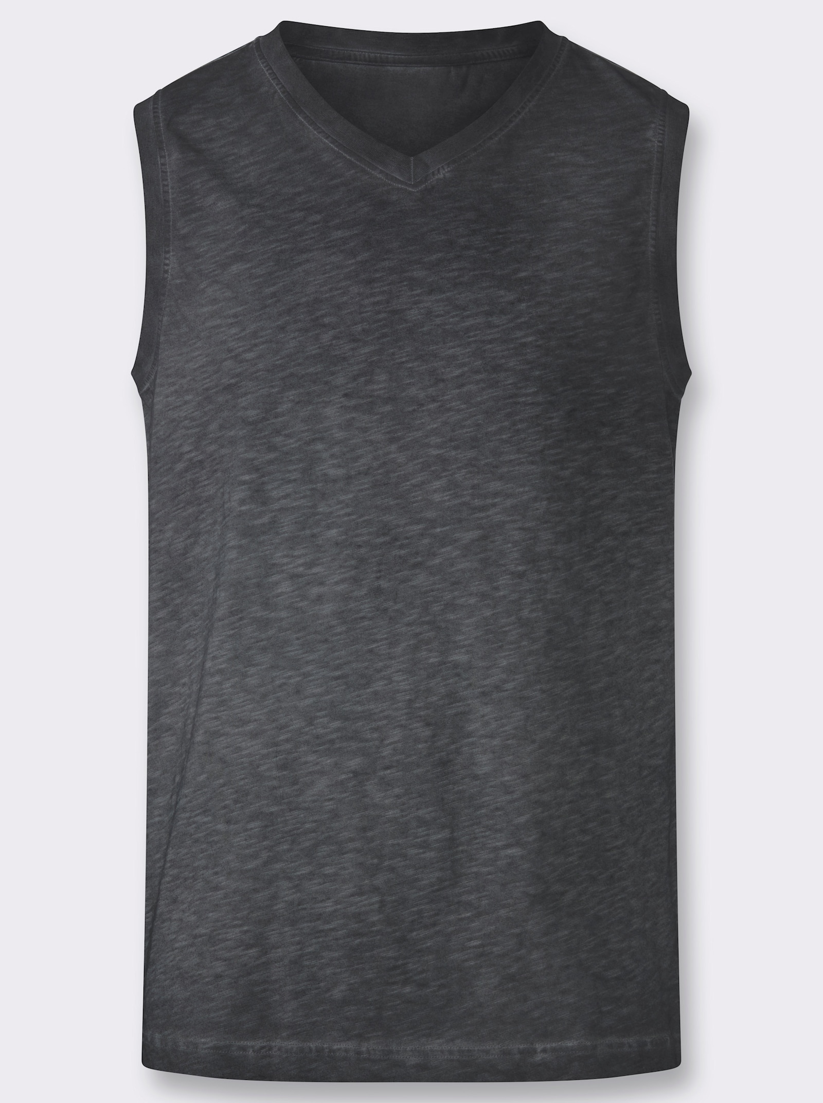 V-Shirt ärmellos, aus Baumwolle - schwarz