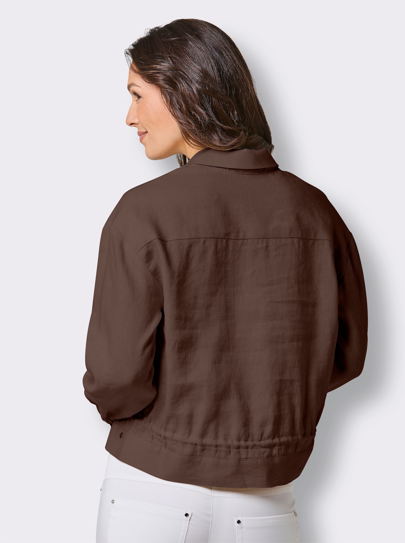 CREATION L PREMIUM Blusenjacke mit Leinen - schoko-meliert