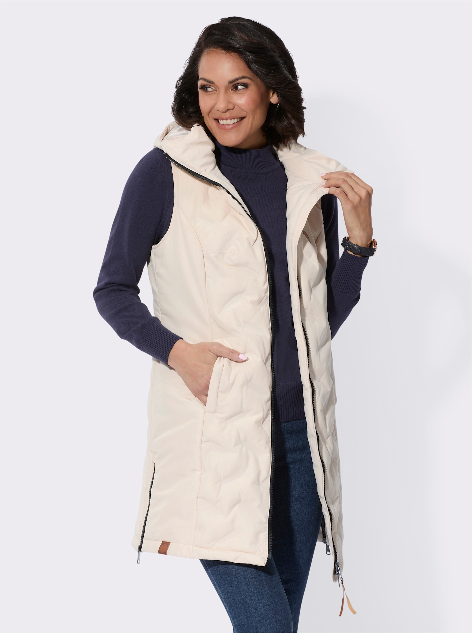 Longweste in Microfaser-Qualität - elfenbein