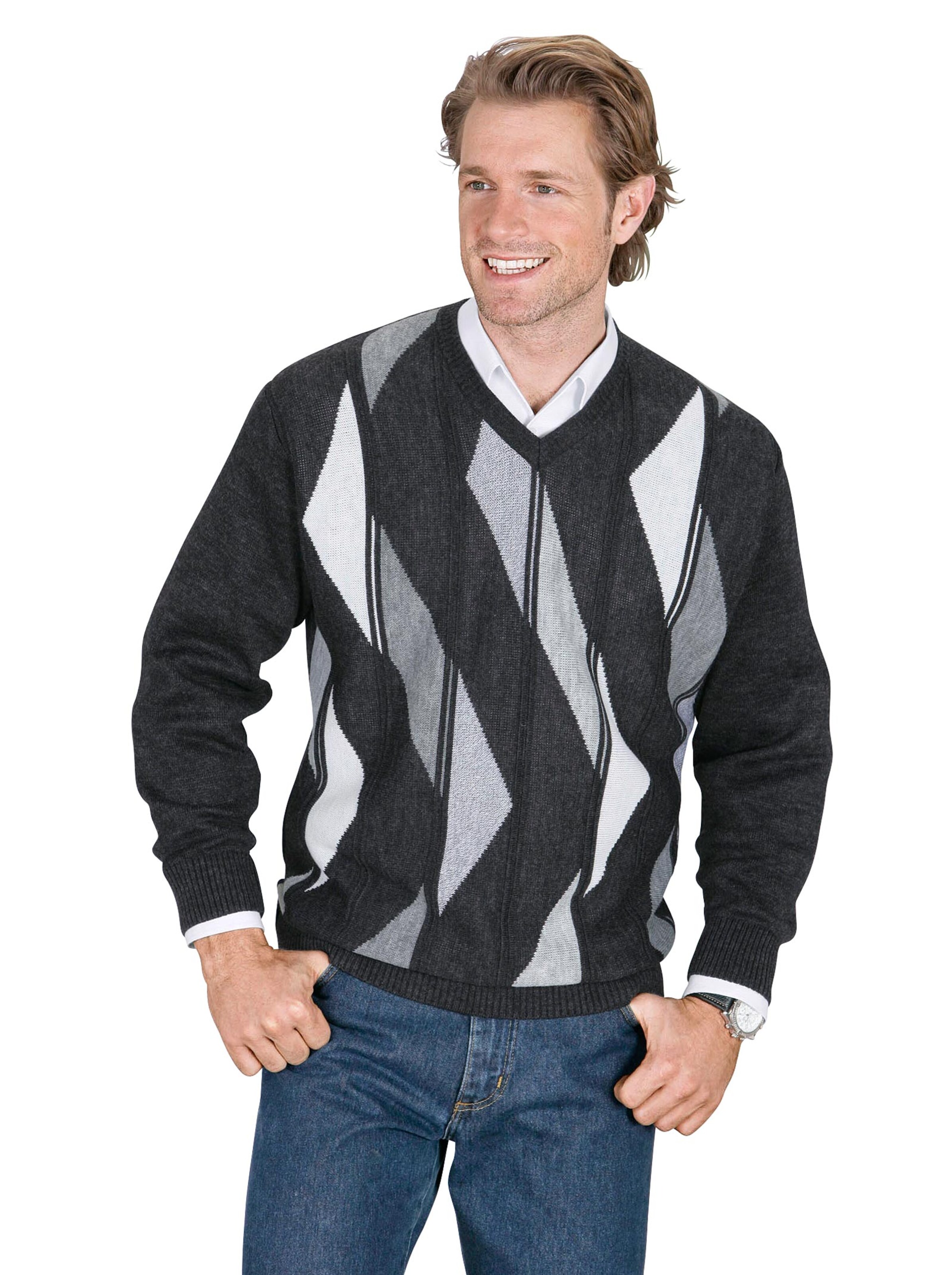 Pullover - anthrazit-gemustert