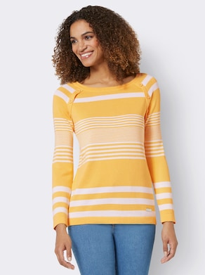 Pullover - gelb-weiß-gestreift