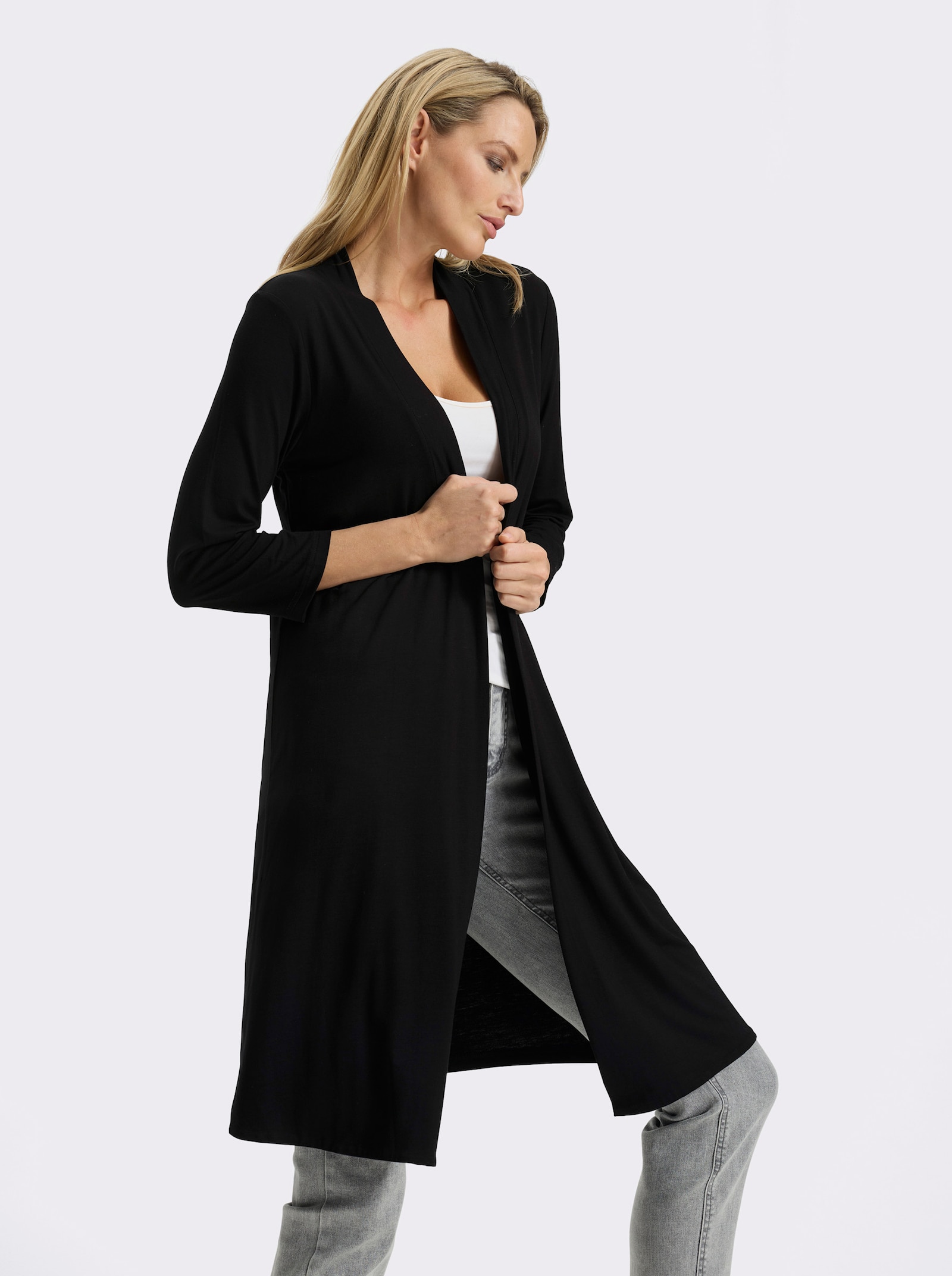 heine Shirtjacke verschlusslos - schwarz