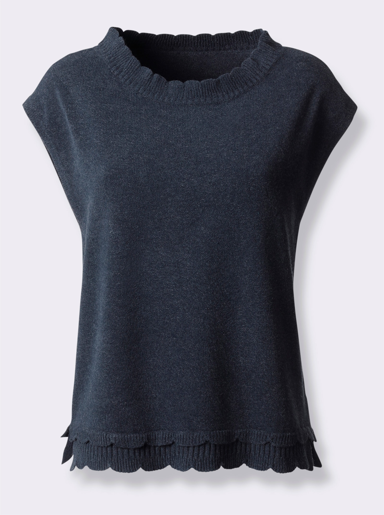 Pullunder mit gebogten Abschlüssen - dunkelblau-meliert