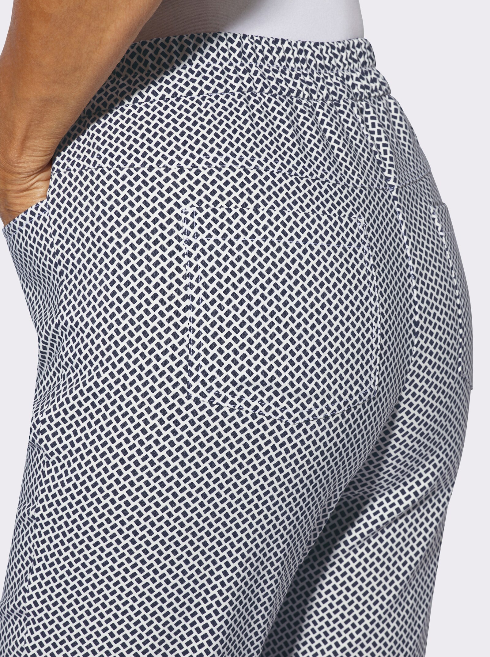 Schlupfhose mit Rundum-Dehnbund - marine-ecru-bedruckt