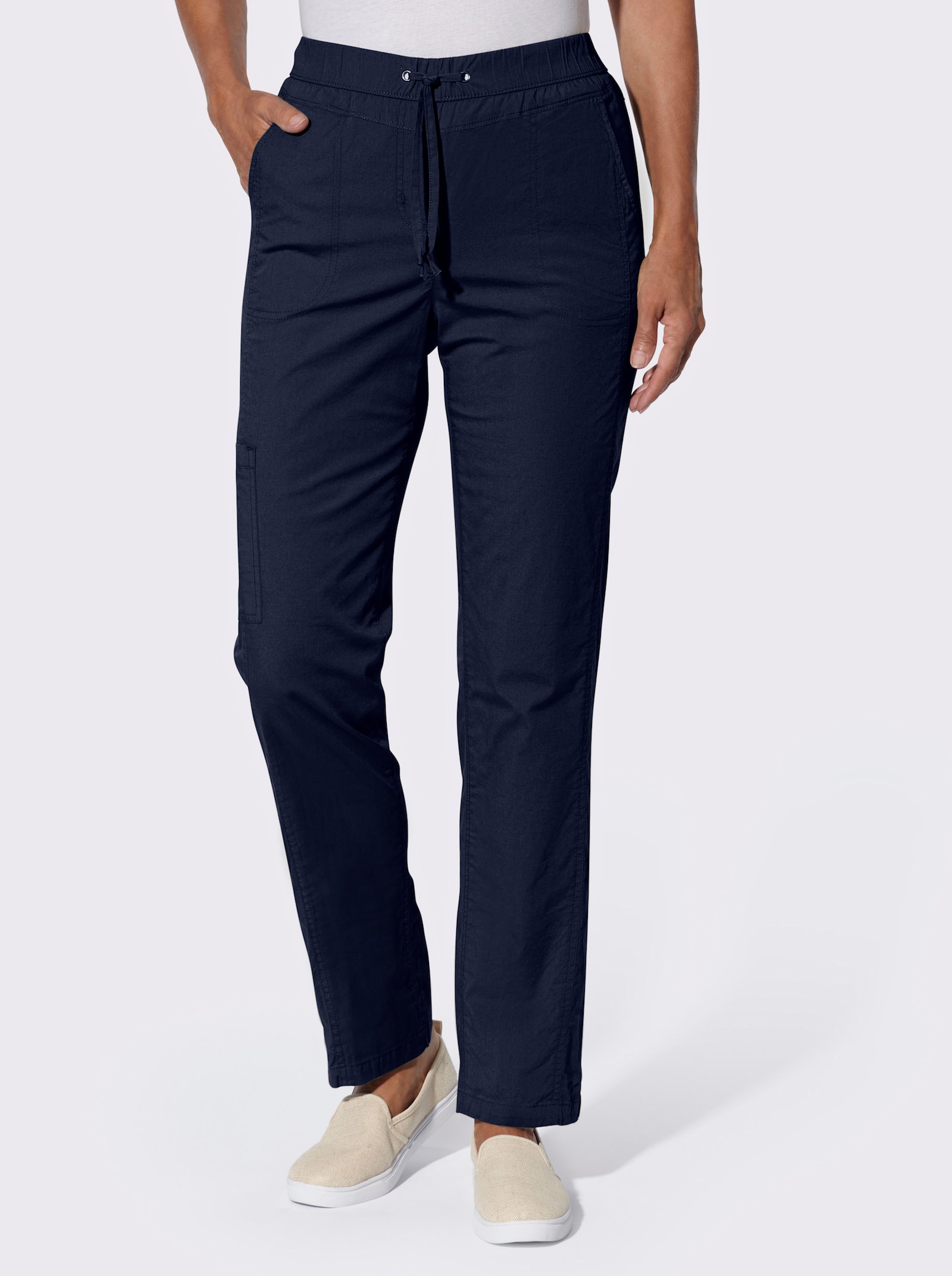 Schlupfhose mit aufgesetzter Tasche am Bein - marine
