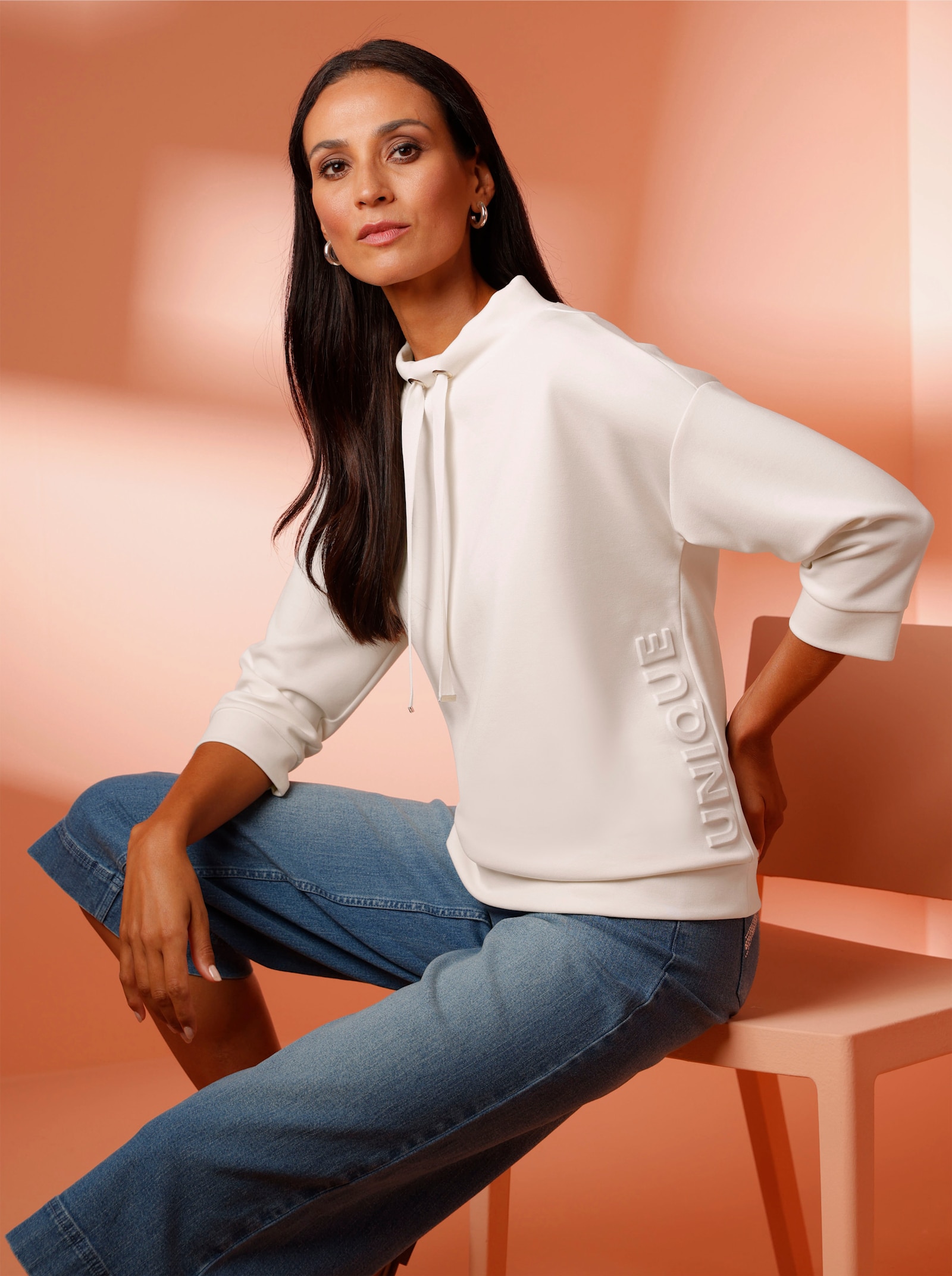 heine Sweatshirt mit halsfernem Stehkragen - champagner