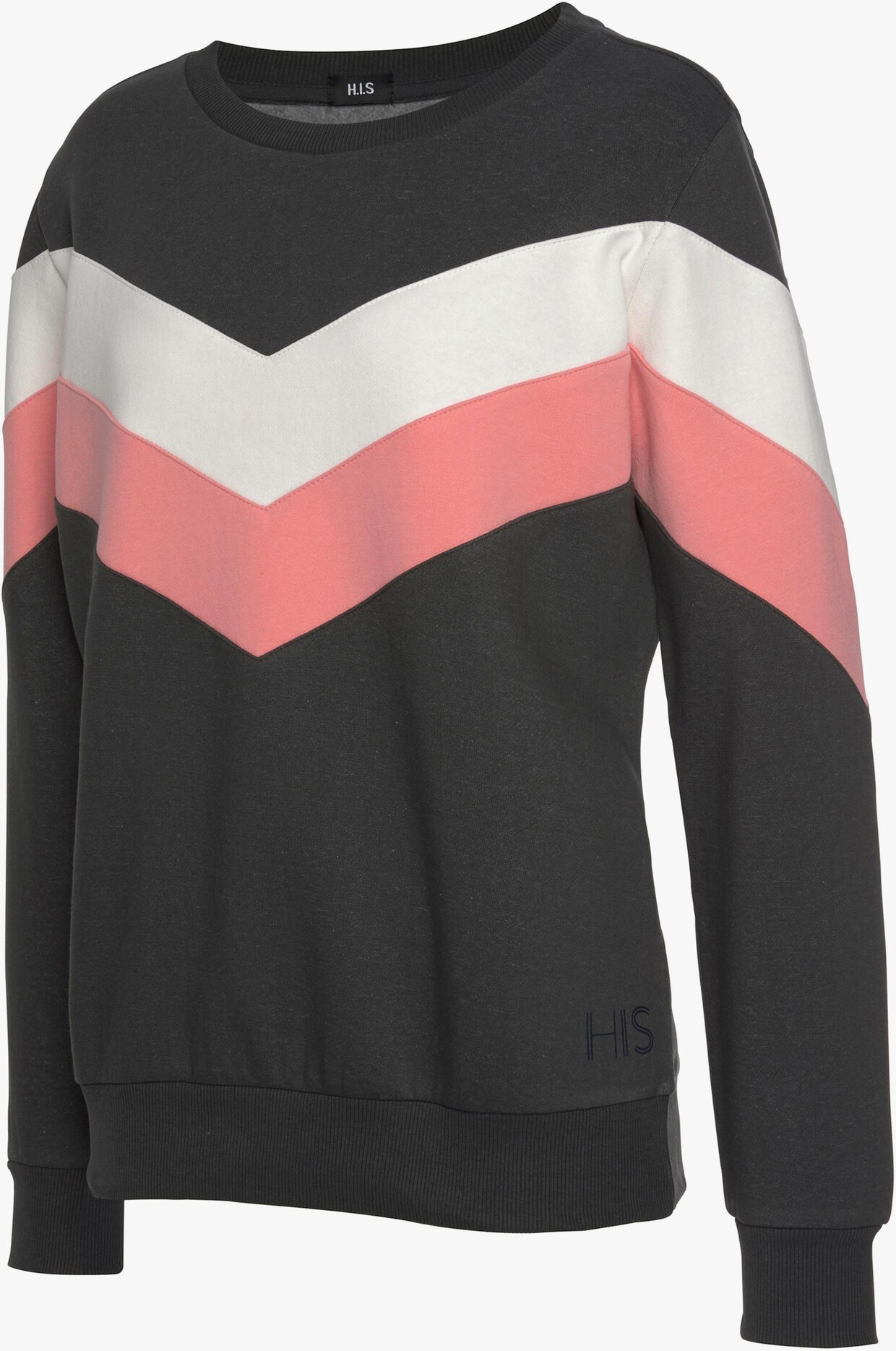 H.I.S Sweatshirt - anthrazit-rosa-weiss