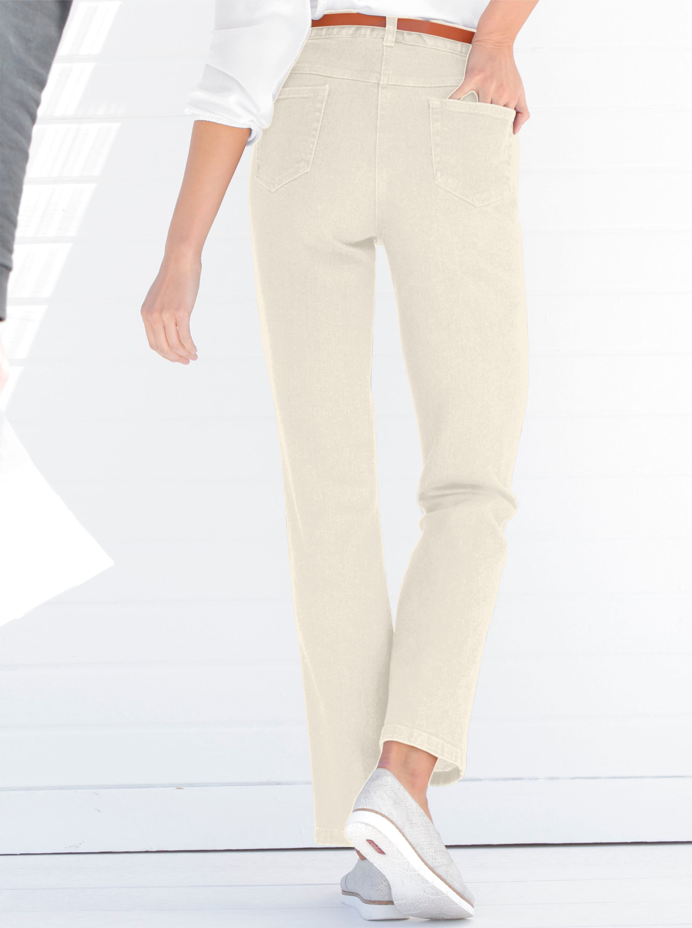 Witt Damen 5-Pocket-Jeans, wollweiß