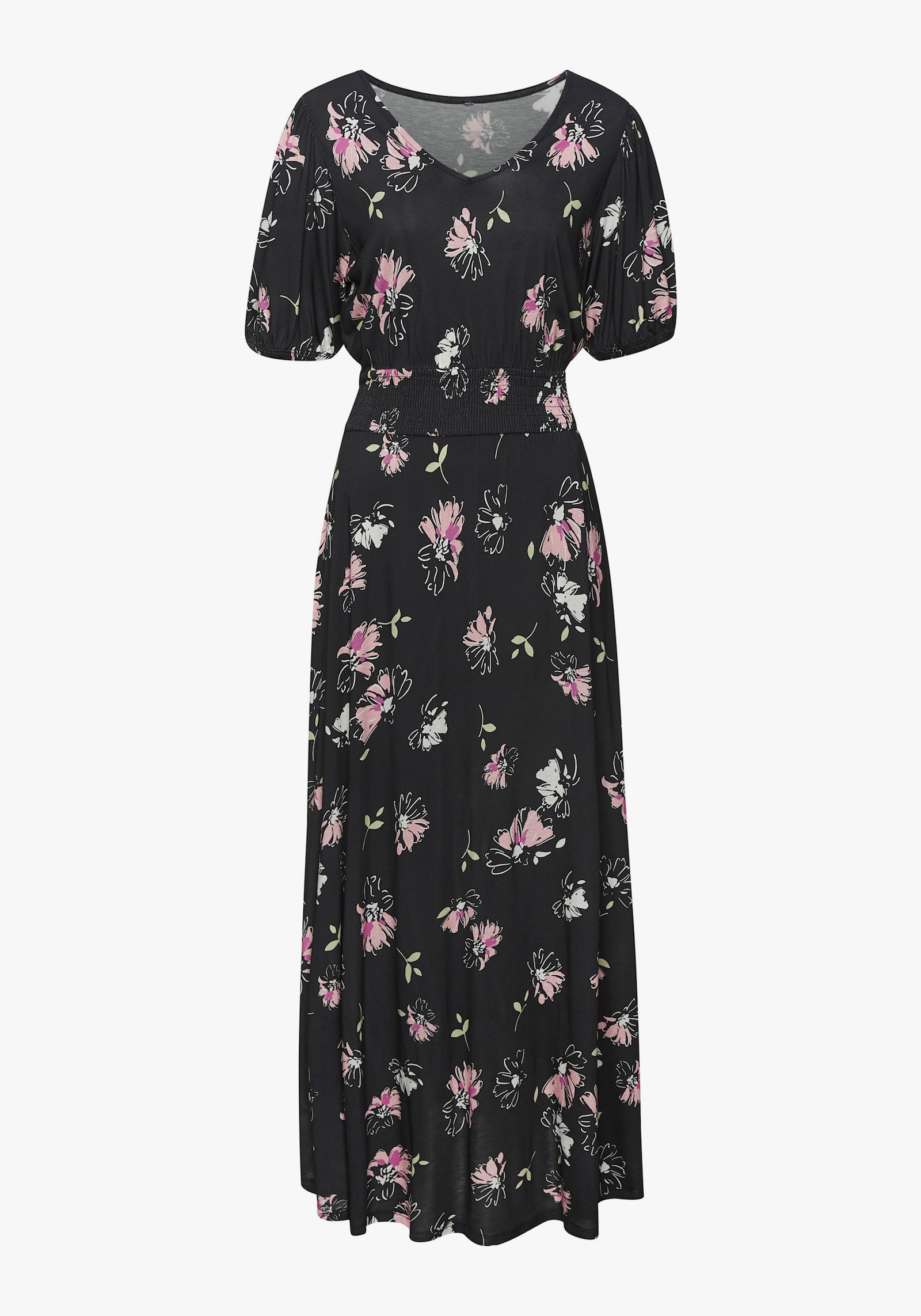 Vivance Maxikleid - schwarz-mauve bedruckt