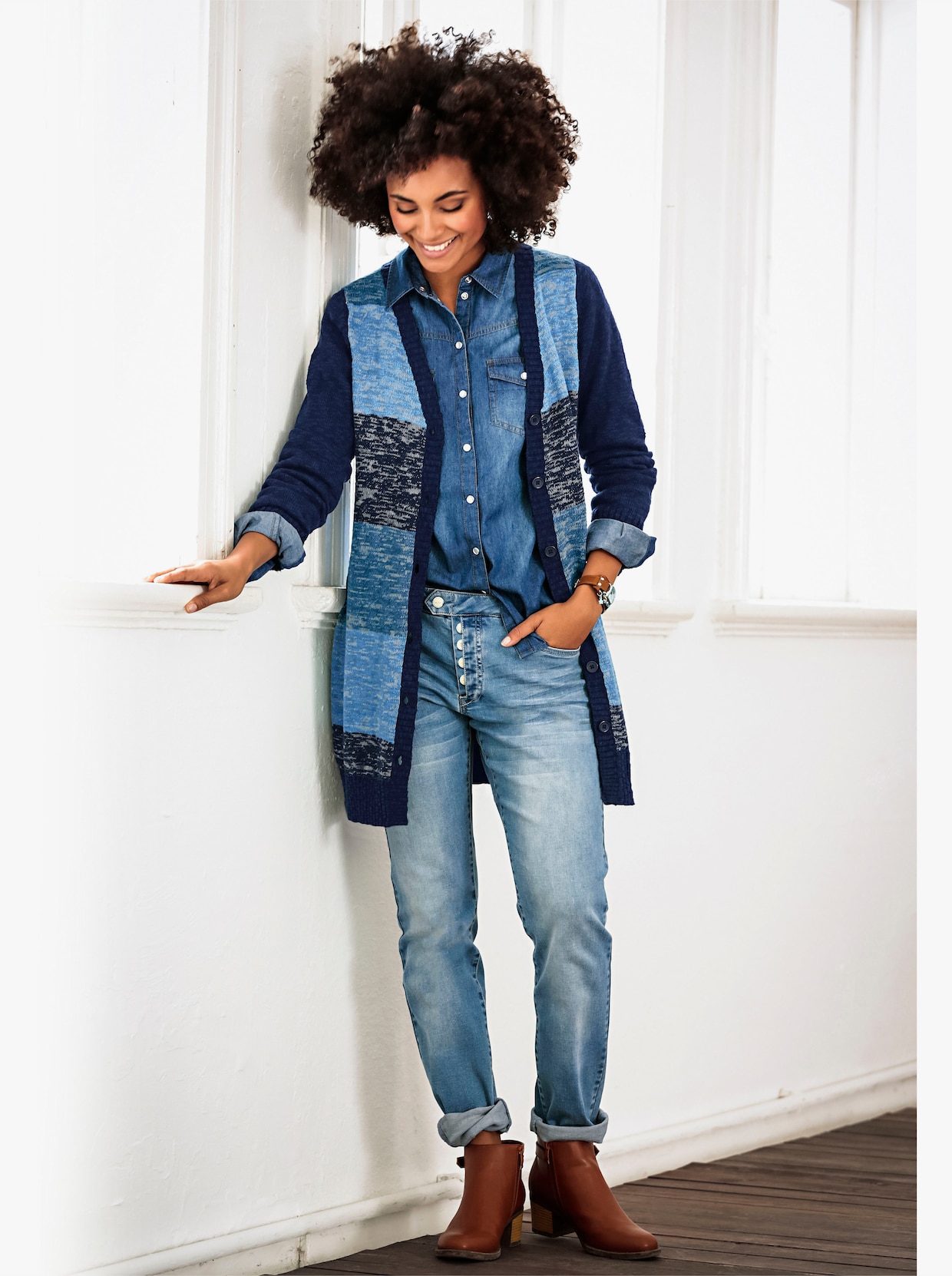 Vest - marine/blauw gestreept