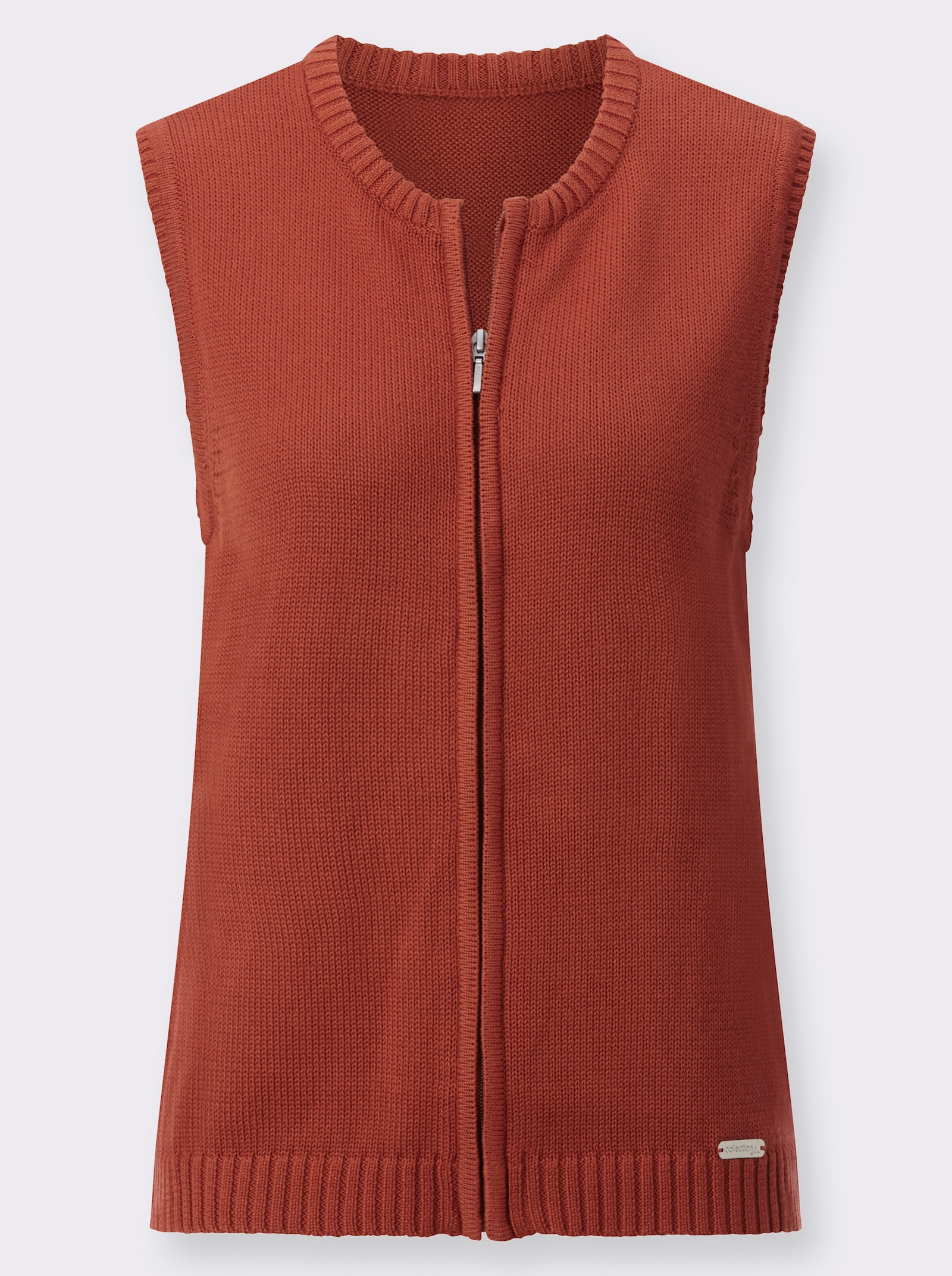 Strickweste mit Reißverschluss - rostrot