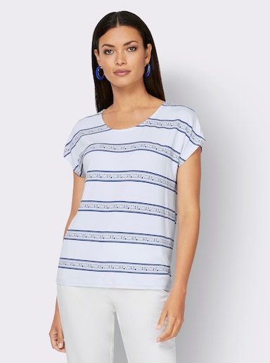 T-Shirt mit Schriftzug - weiß-royalblau-bedruckt