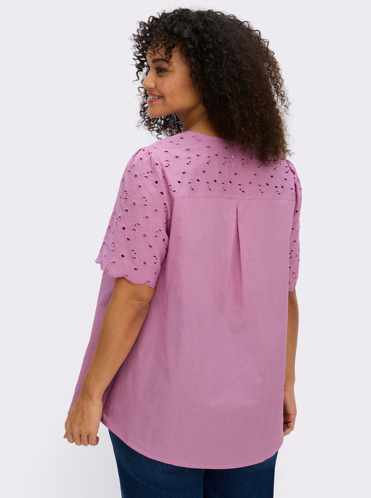 sheego Tunique avec broderie ajourée - orchidée