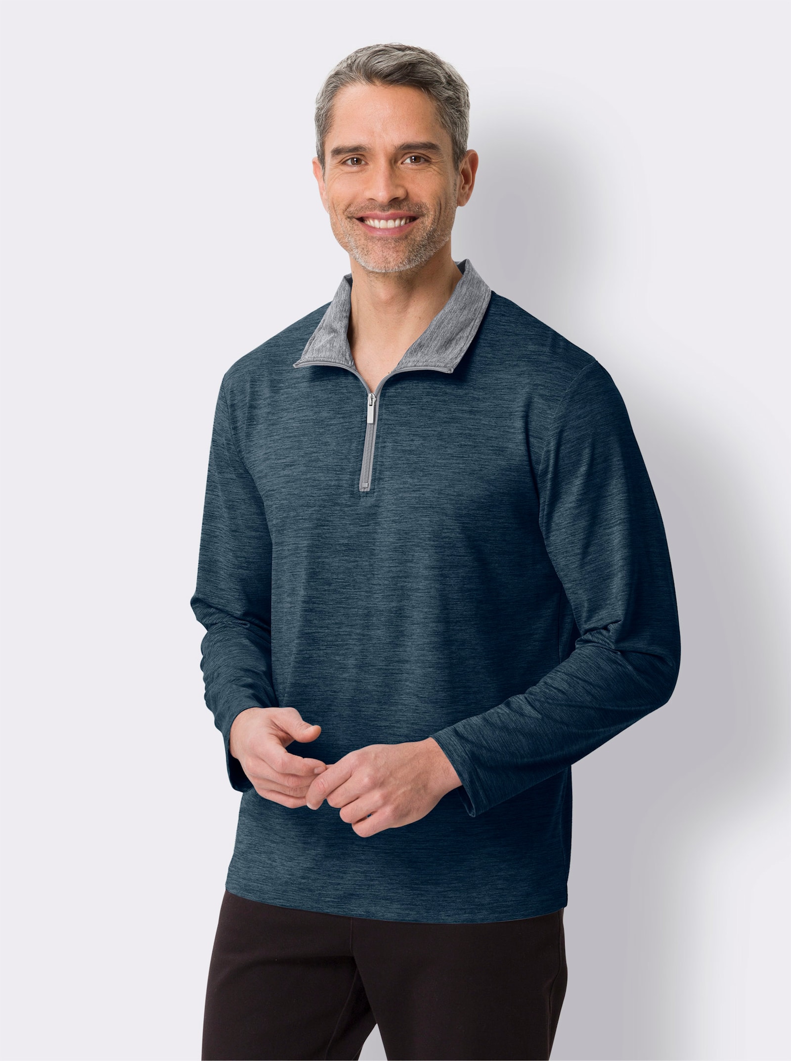 Langarmshirt in schnell trocknender Qualität - topas-meliert