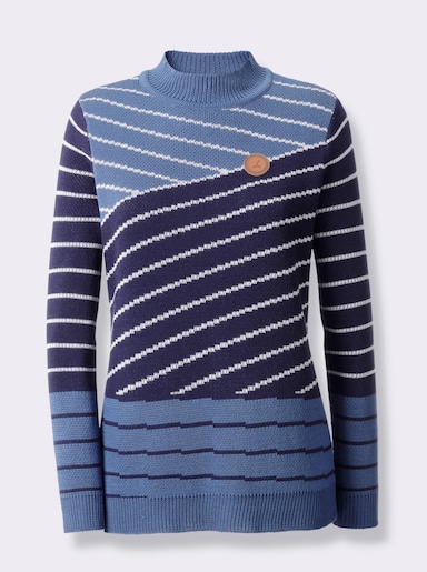 Pullover - jeansblau-marine-gemustert