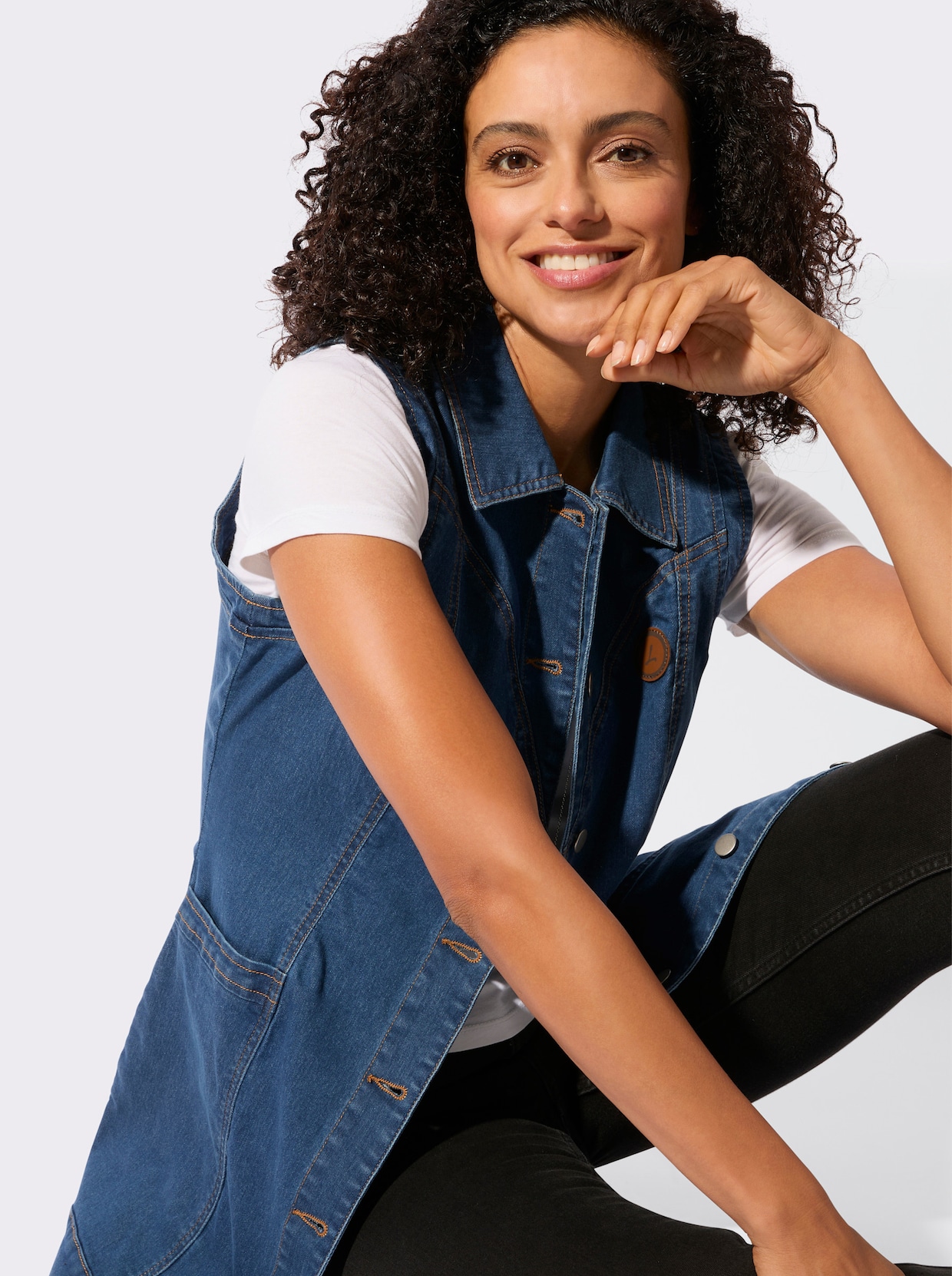 Jeansweste - blue-stone-washed