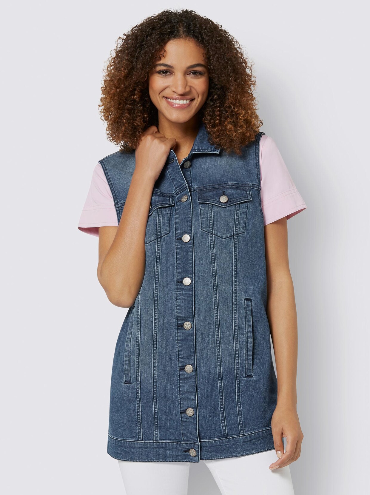 Jeansweste - blue-stone-washed