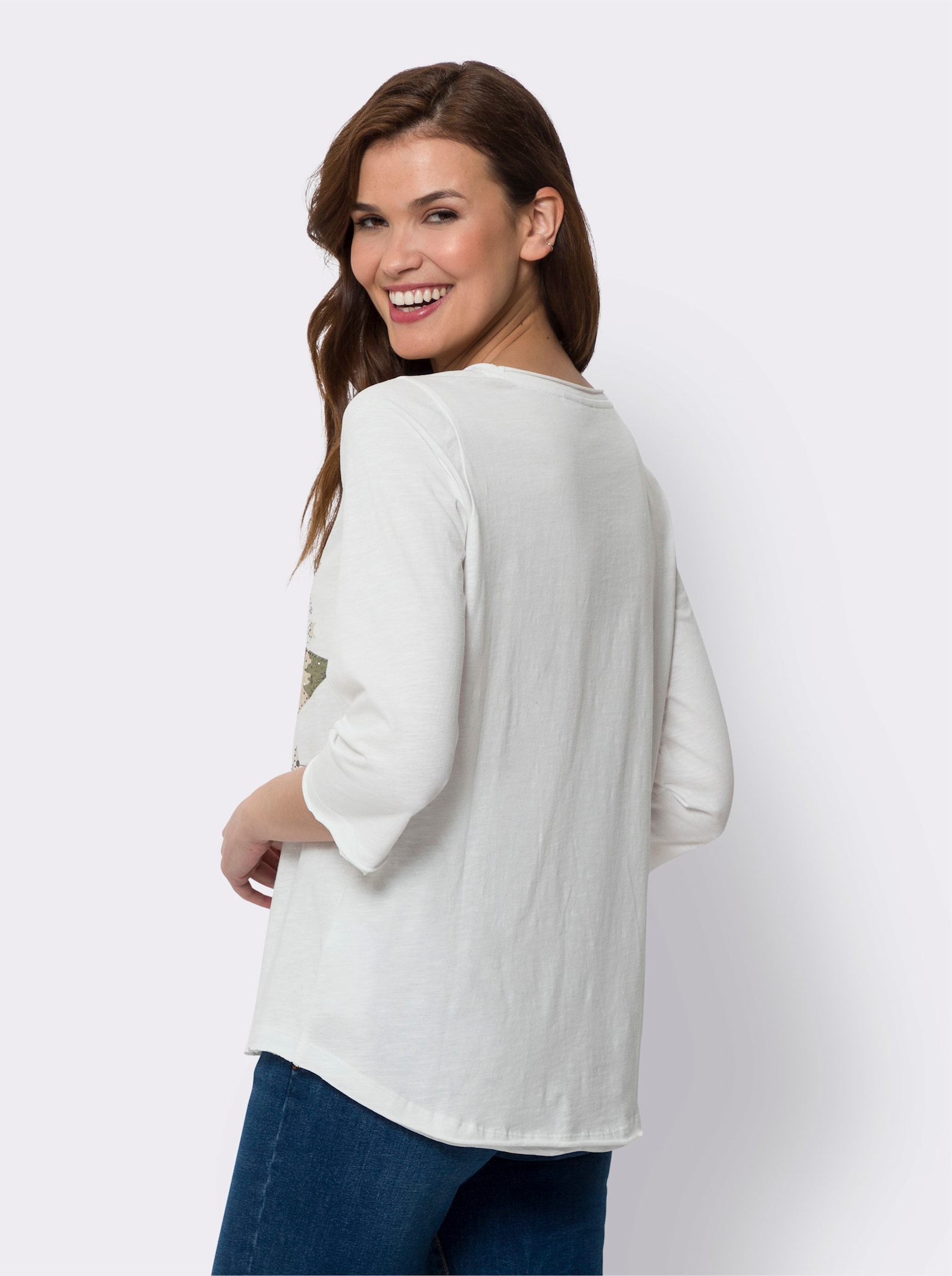 heine 3/4-Arm-Shirt mit Rollsaum - ecru